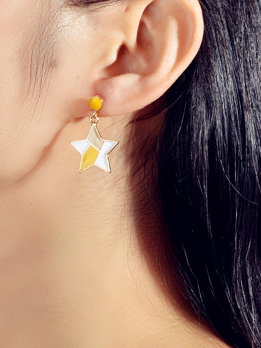 Female Jewellery Multi-colored Enamel Star Dangle Earrings Women Teen Girls Gift