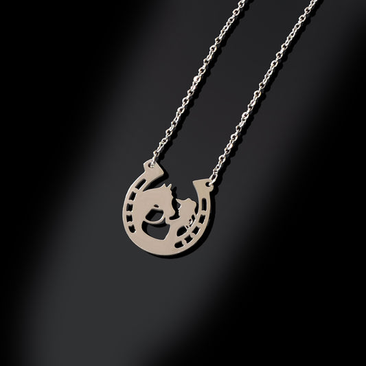 Personality Creative Stainless Steel Silver Chain Human Horse Racing Necklace