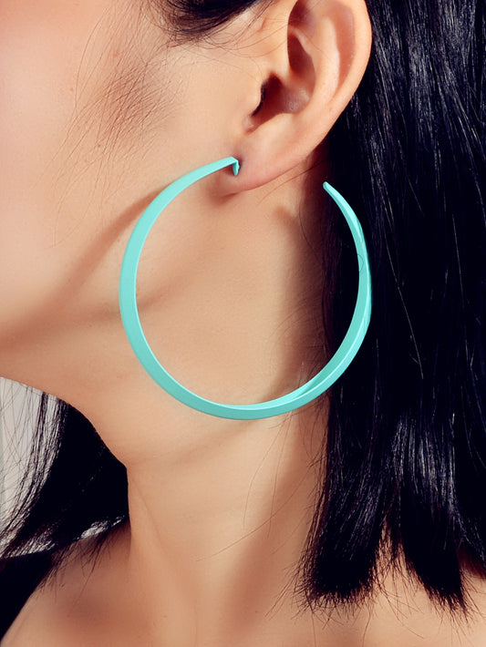 Women Party Decoration Blue Big Hoop Statement Circle Earrings Female Jewellery