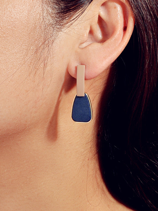 Dainty Gift for Women Girls Multi-colored Enamel Geometric Fashion Stud Earrings