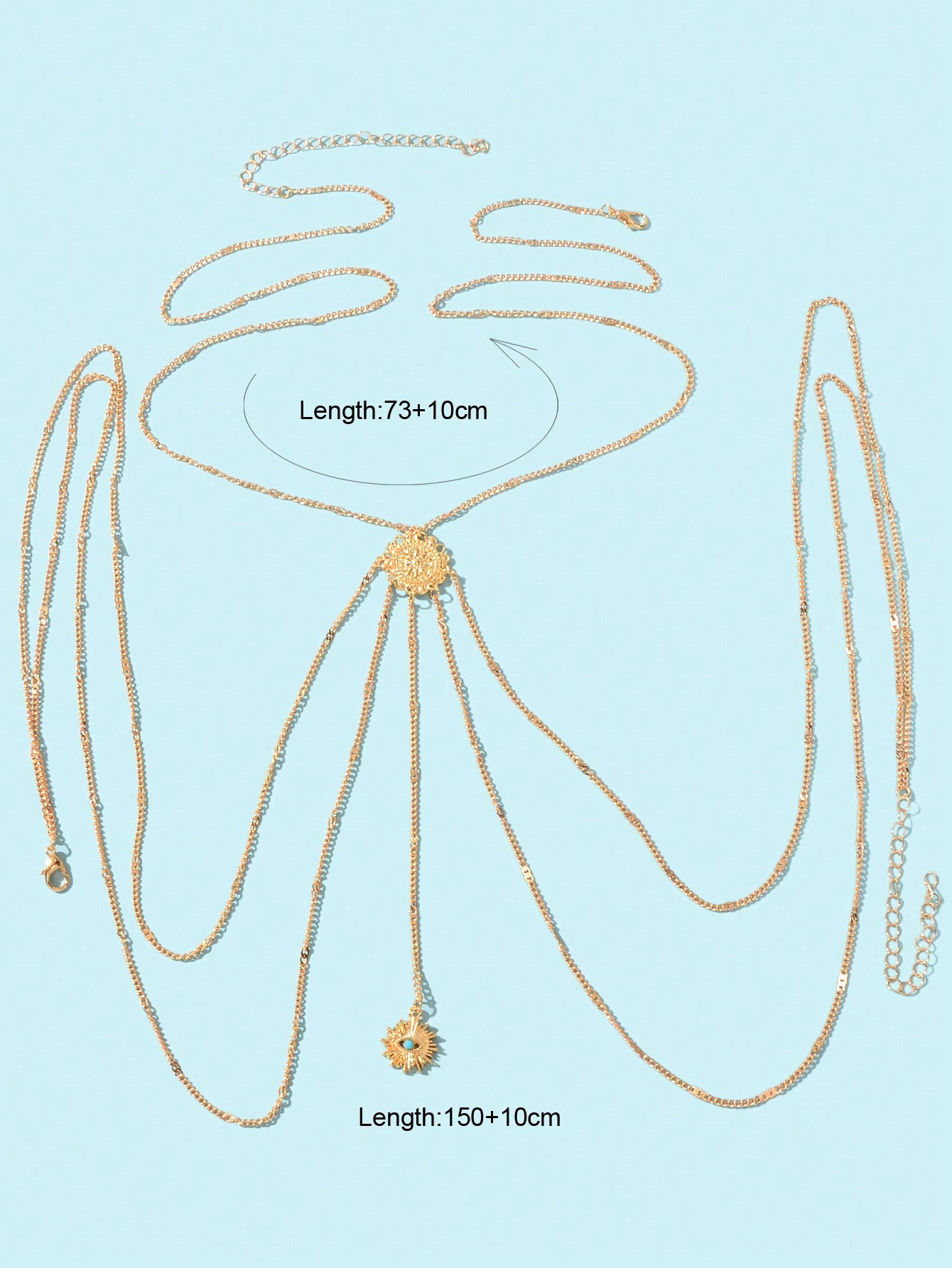 Boho Chic Layered Eye Charm Body Chain Women Crossover Bikini Rave Nightclub Body Jewelry