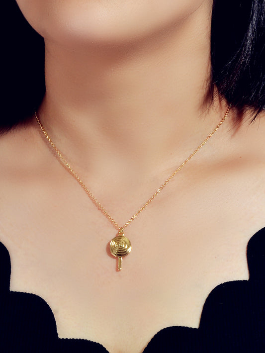 Cute Trendy Jewellery Gold Metal Finish Candy Lollies Lollipop Pendant Necklace
