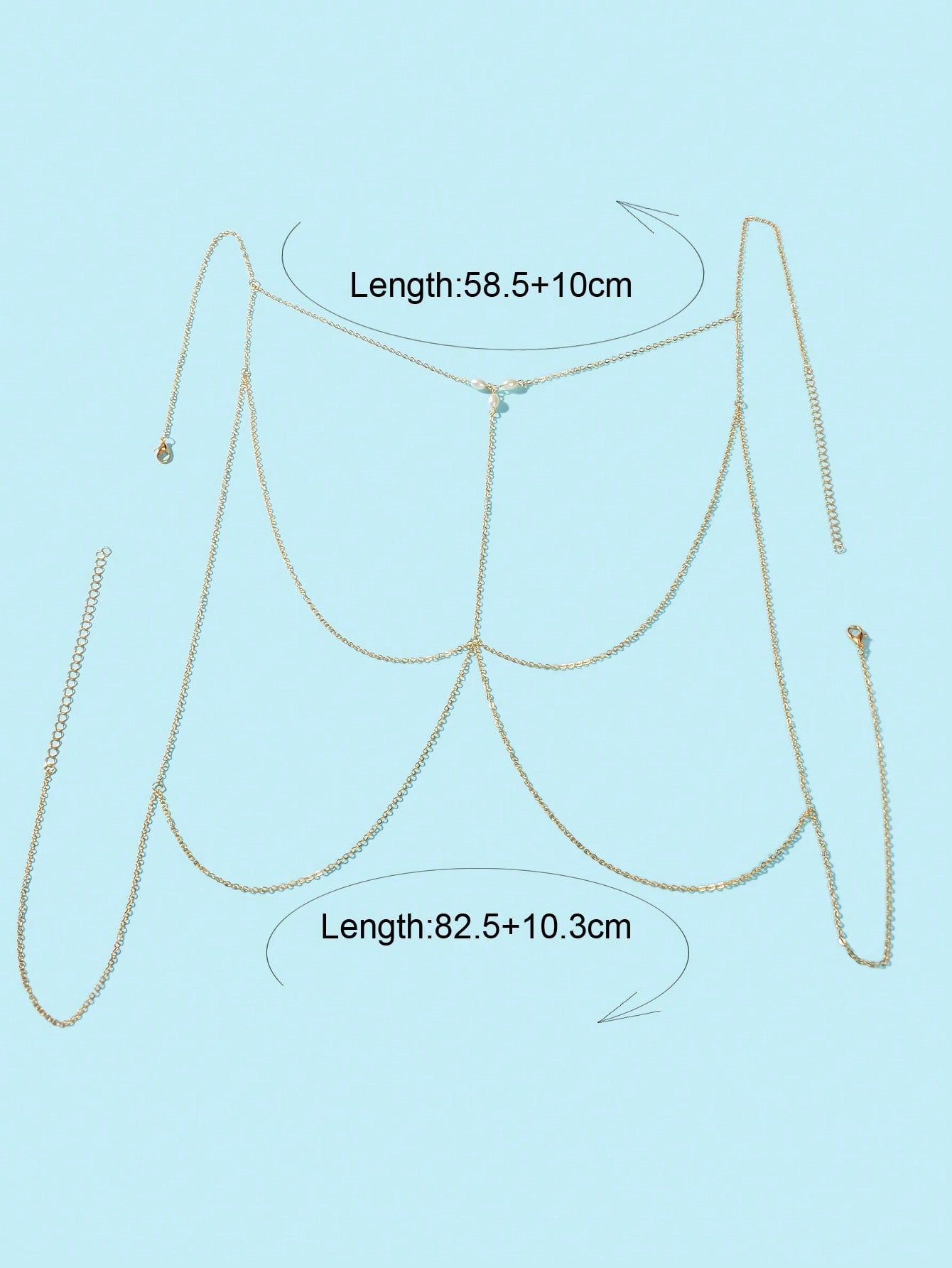 Gold Chain Pearl Accent Waist Body Chain Elegant Fashion Accessory