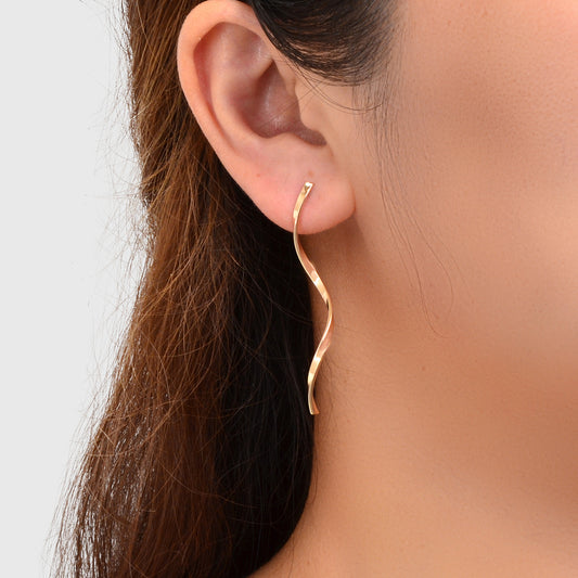 Gold Silver S Curve Geometric Stud Earrings Minimalist Fashion Accessories Gift