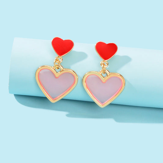 Love Heart Earrings Fancy Dangling Drop Stud Women Girls Jewellery Party Gift