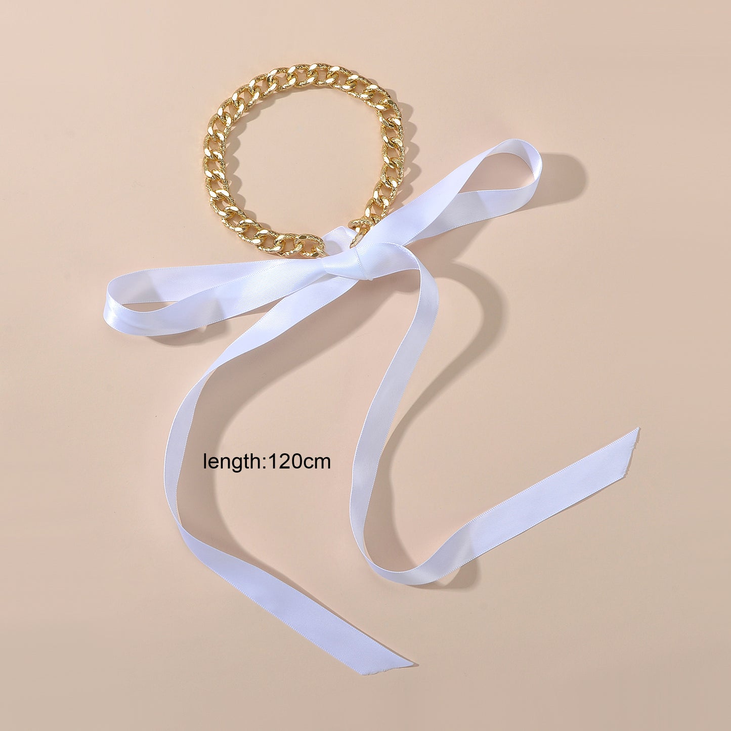 Punk Retro Chain Black White Long Ribbon Bowknot Collar Choker Women Necklace
