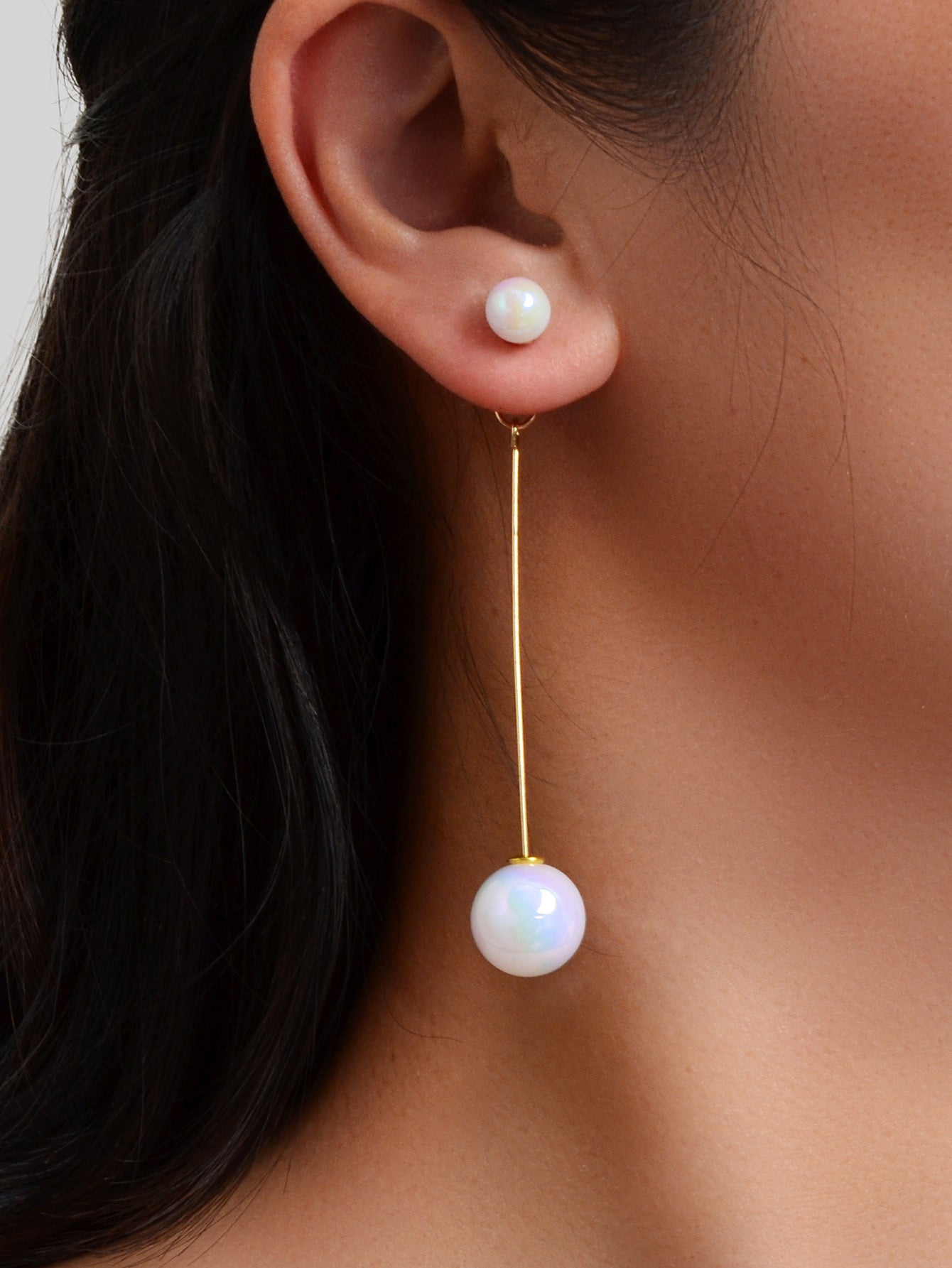 Simple Dangling Light Solid Ball Earrings Elegant Bead Stud Jewelry