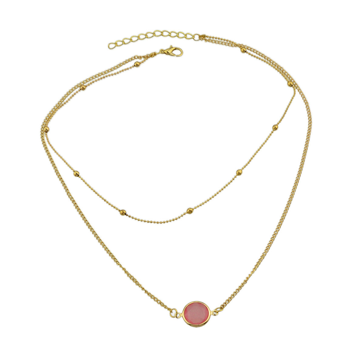 Boho Chic Double layer Gold Chain Round Charm Necklace Fashion Women Accessories