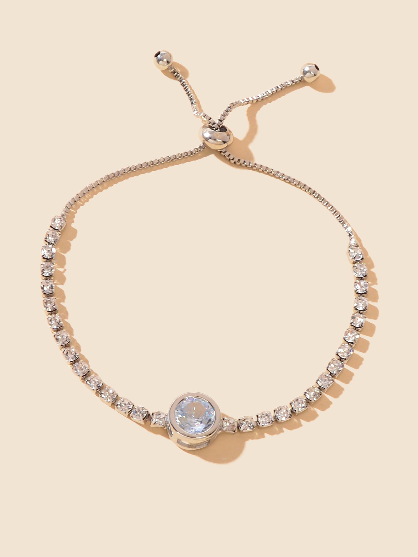 Luxurious Rhinestone Decor Sliding Chain Adjustable Women Wedding Party Bracelet
