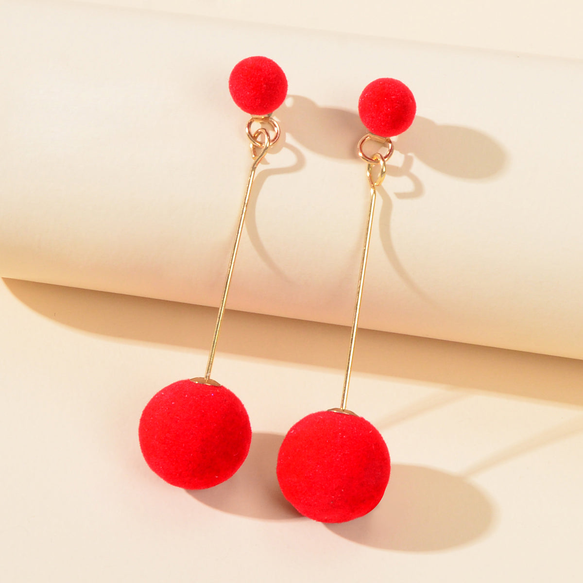 Simple Dangling Light Solid Ball Earrings Elegant Bead Stud Jewelry