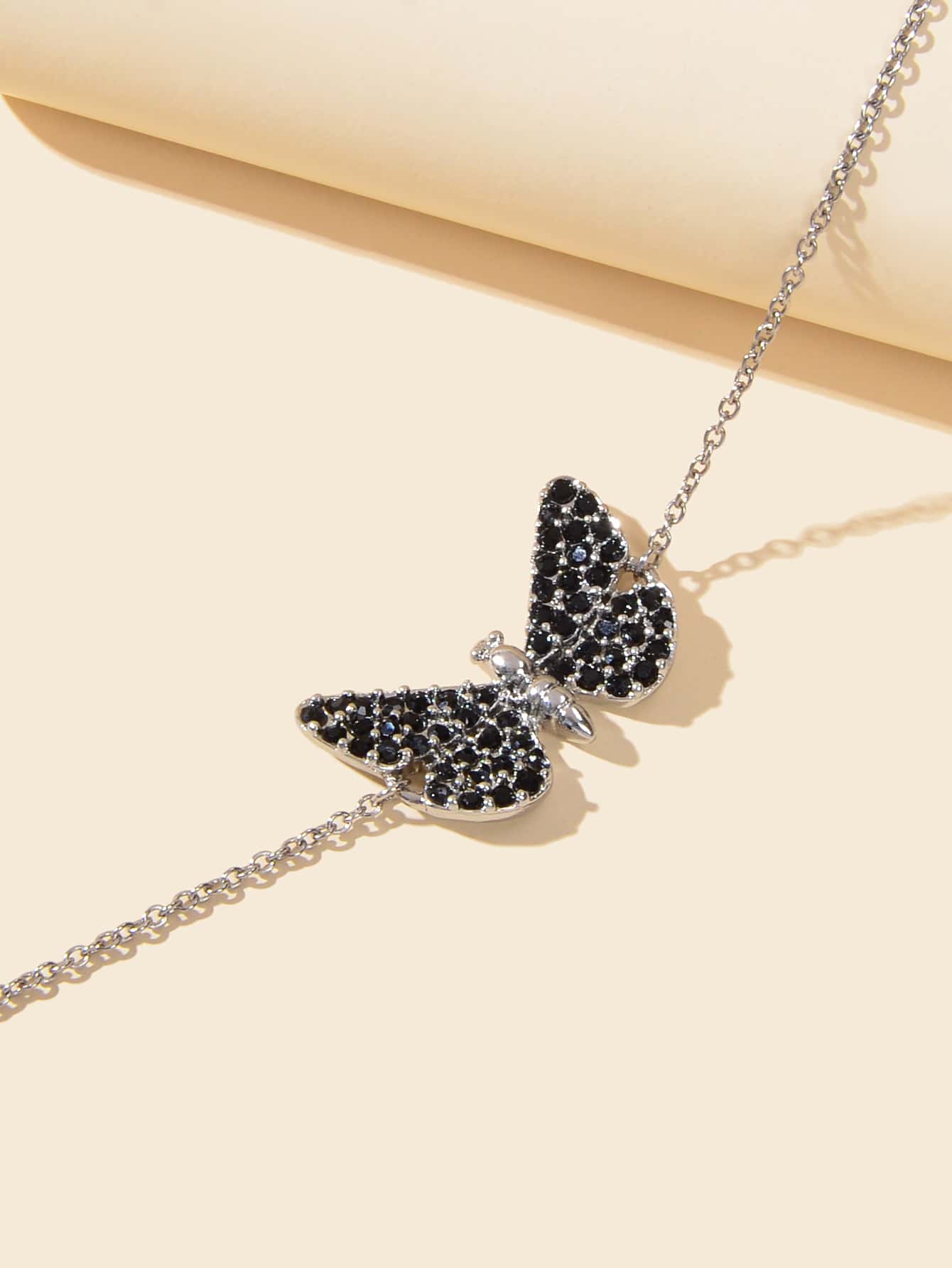 Stunning Black Diamond Butterfly Pendant Bracelet - Sparkle and Style Jewellery