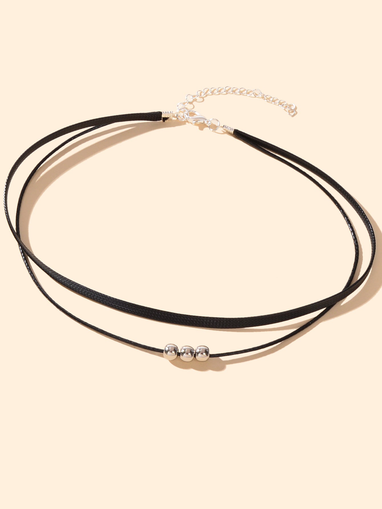 Gothic Hippie Black Pu Leather Double Layer Choker Cool Collar Short Necklace