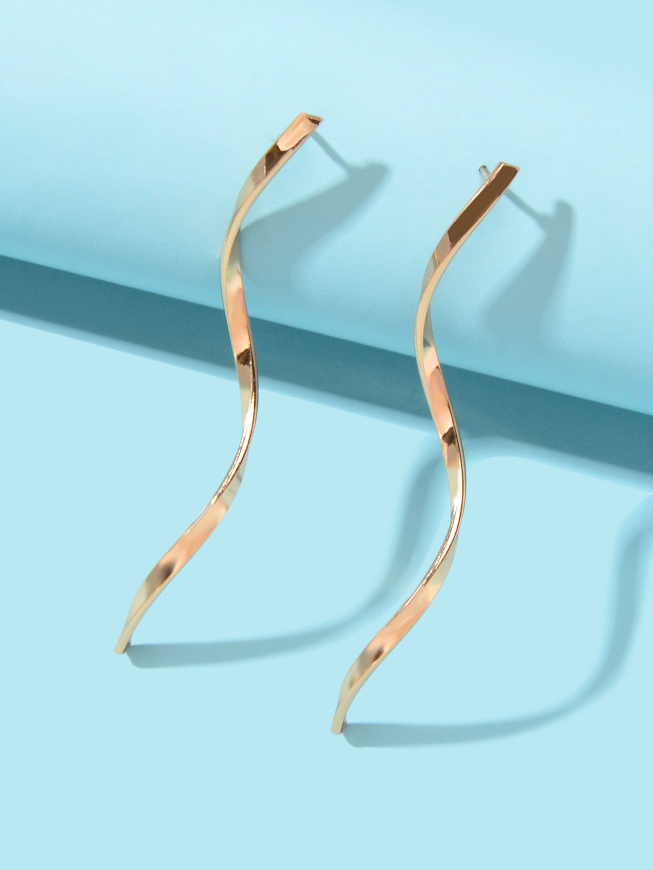 Gold Silver S Curve Geometric Stud Earrings Minimalist Fashion Accessories Gift