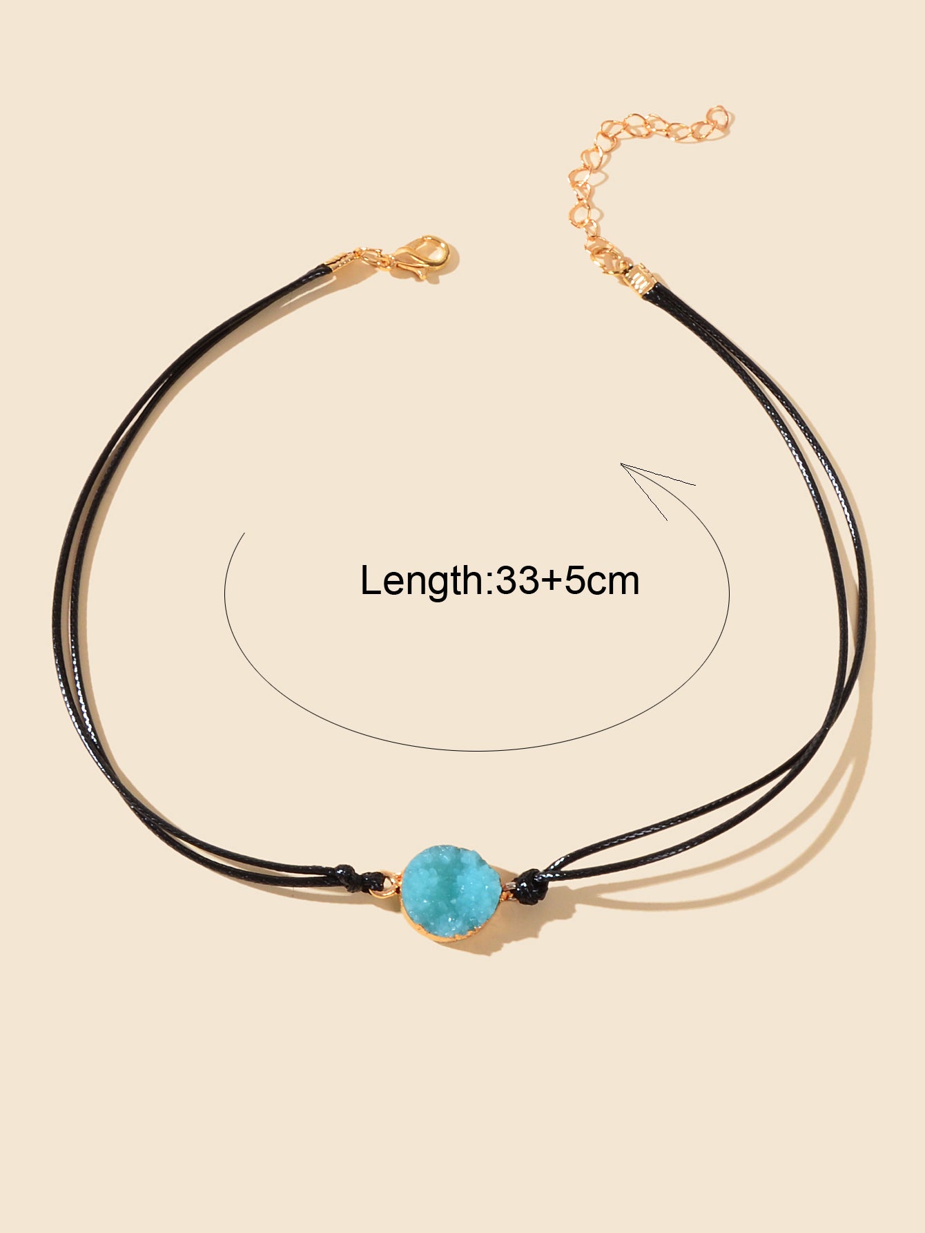 Boho Chic 90s Round Resin Black Pu Leather Grunge Collar Tattoo Choker Necklace