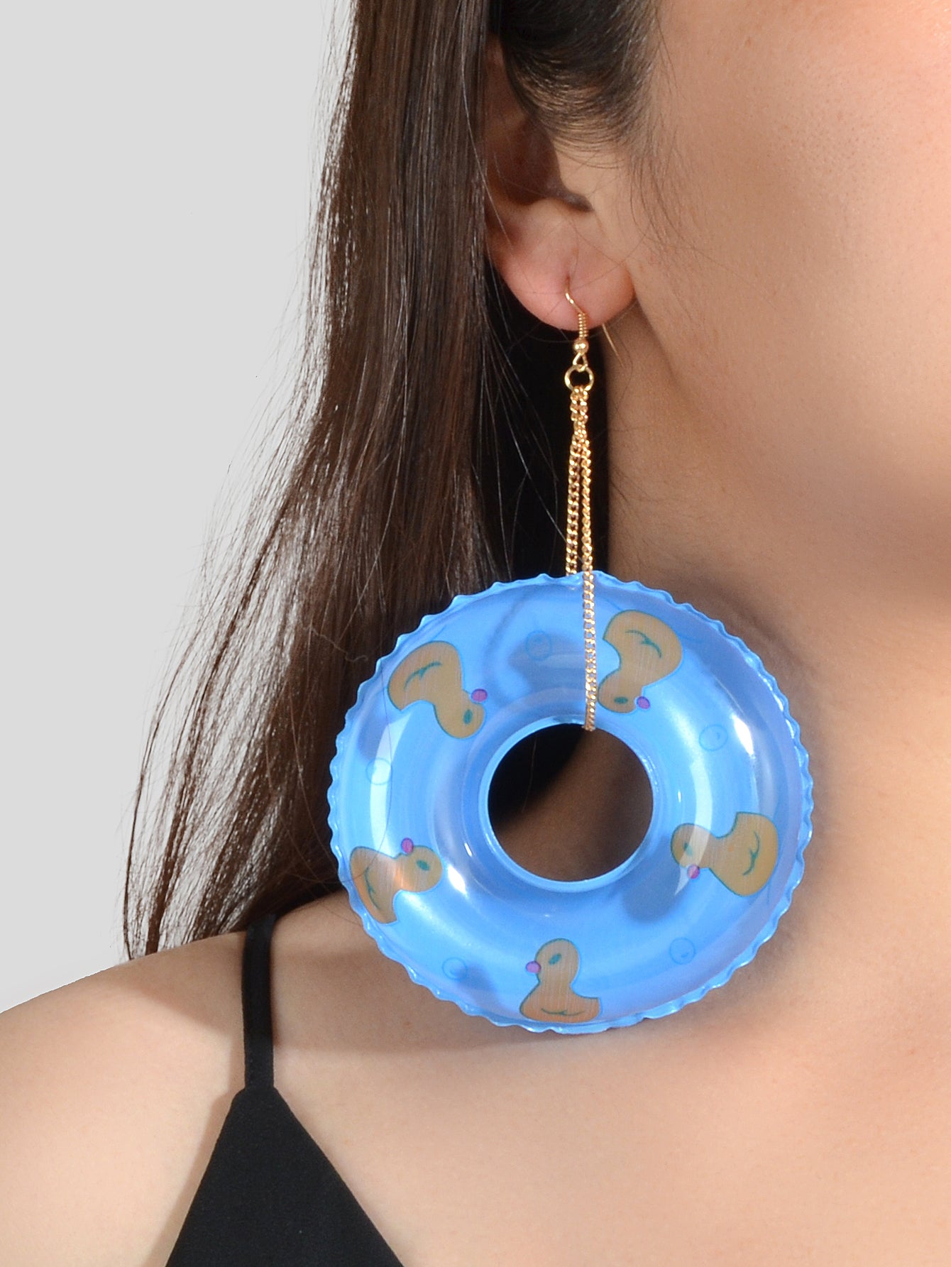 Large Lightweight Inflated Duck Duckling Swimming Ring Earrings Pool Party Gift