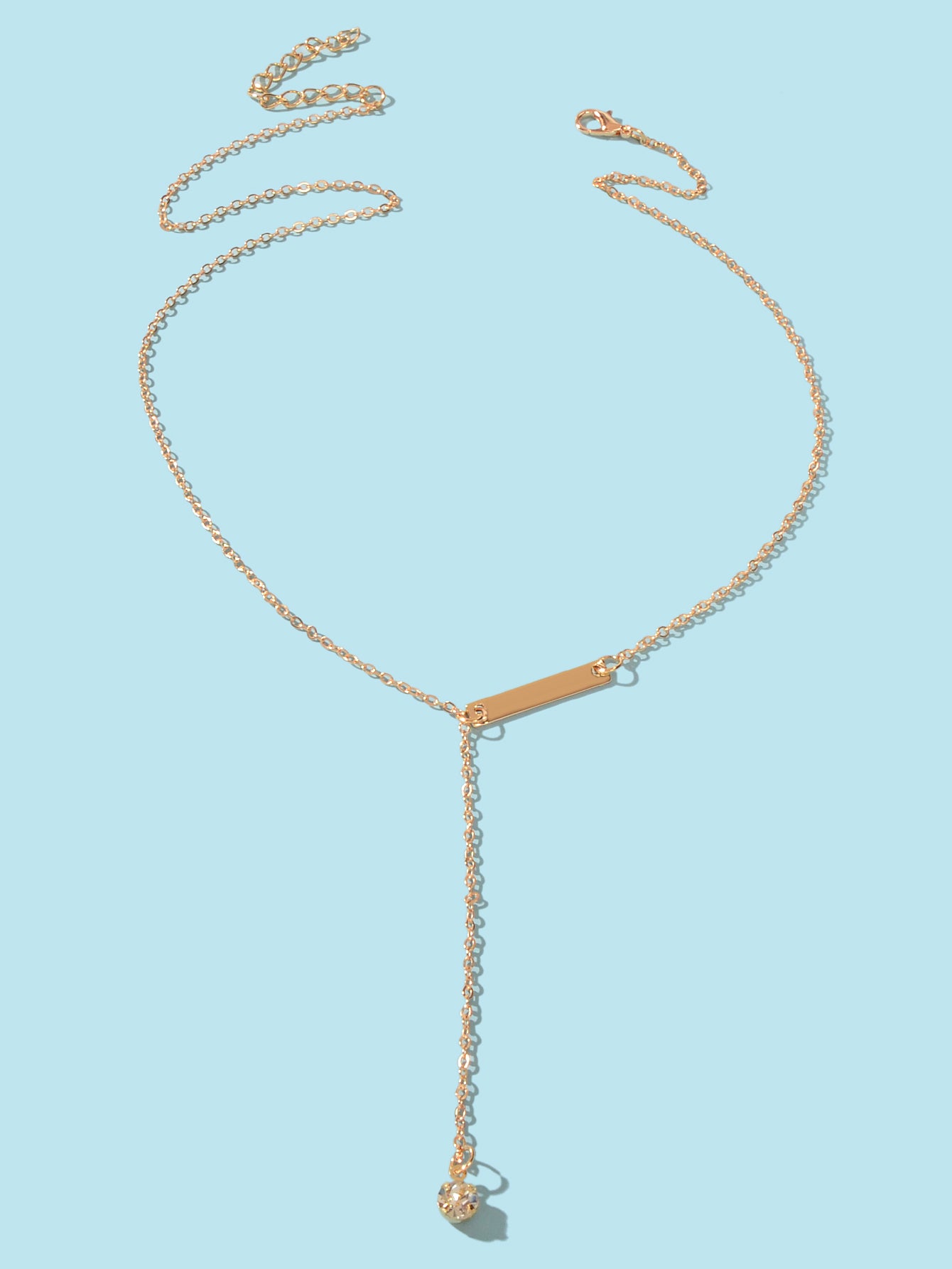 Feelontop Jewellery Silver Chain Rhinestone Fringe Y Necklace Women Accessories