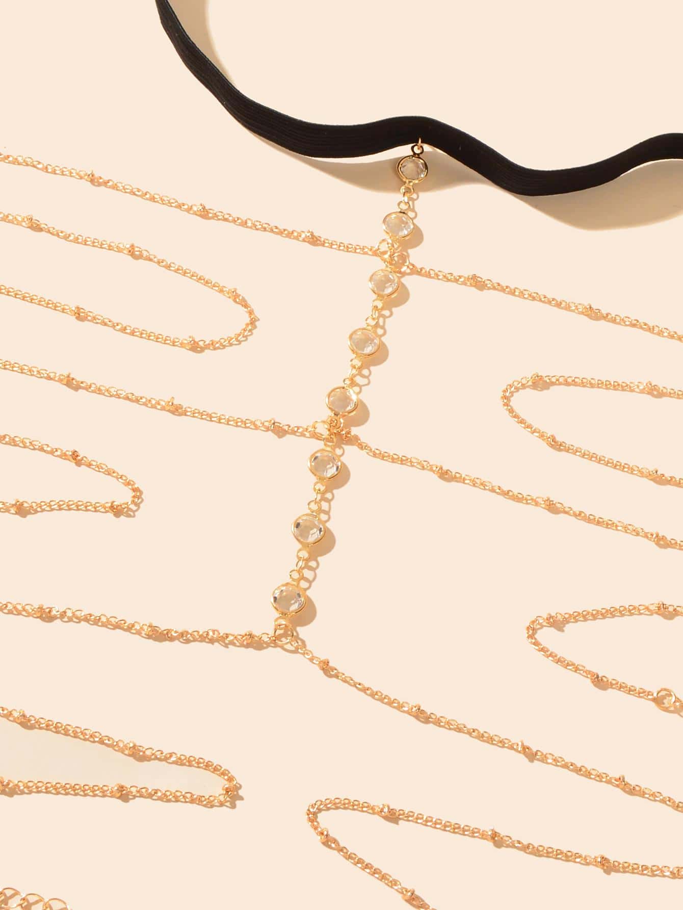 Diamond-Encrusted Chain Tassel Elastic Thigh Chain Leg Jewelry