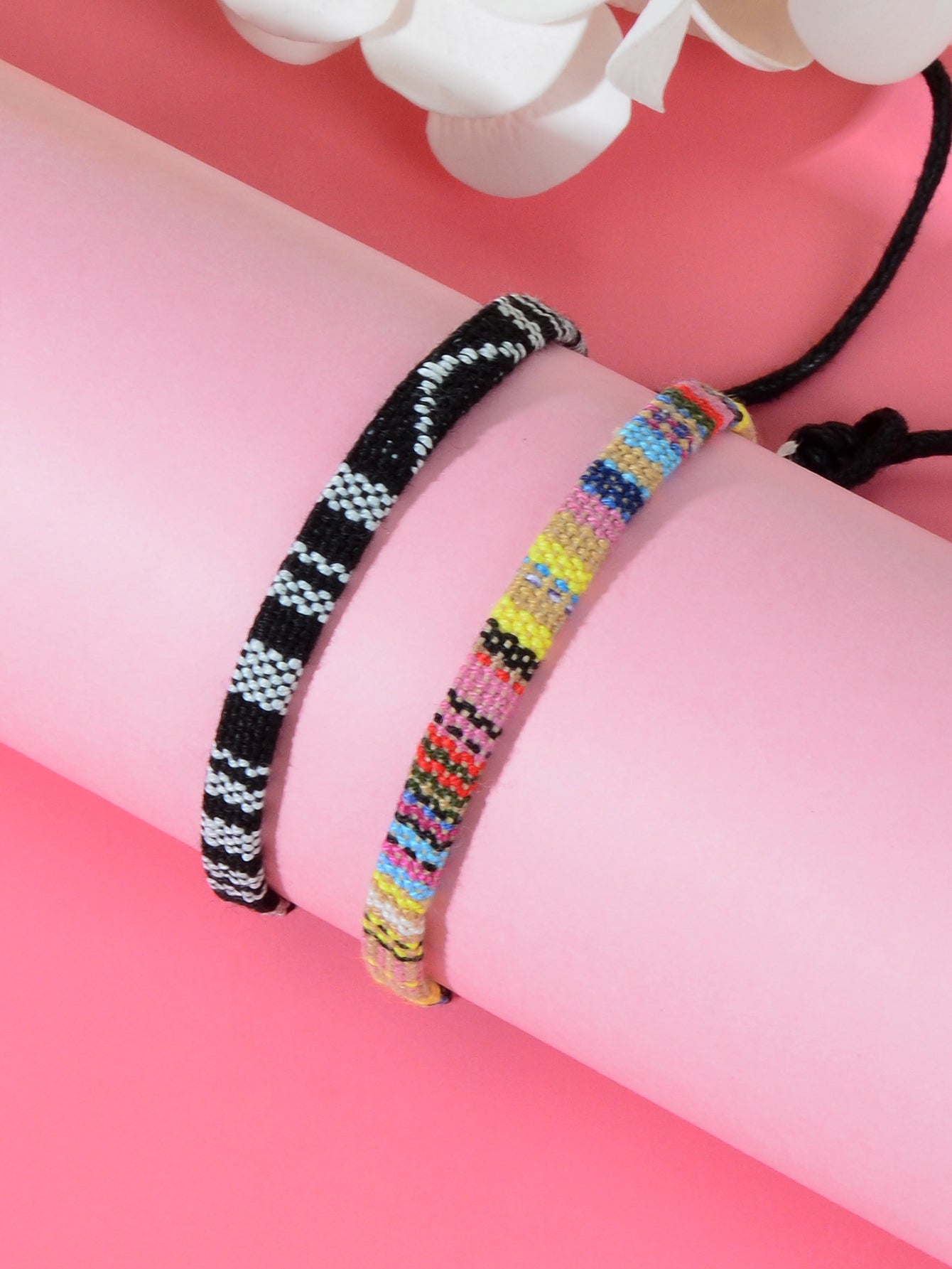 2pcs Valentine's Day Couple Best Friend Boho Braided Rope Matching Foot Anklets