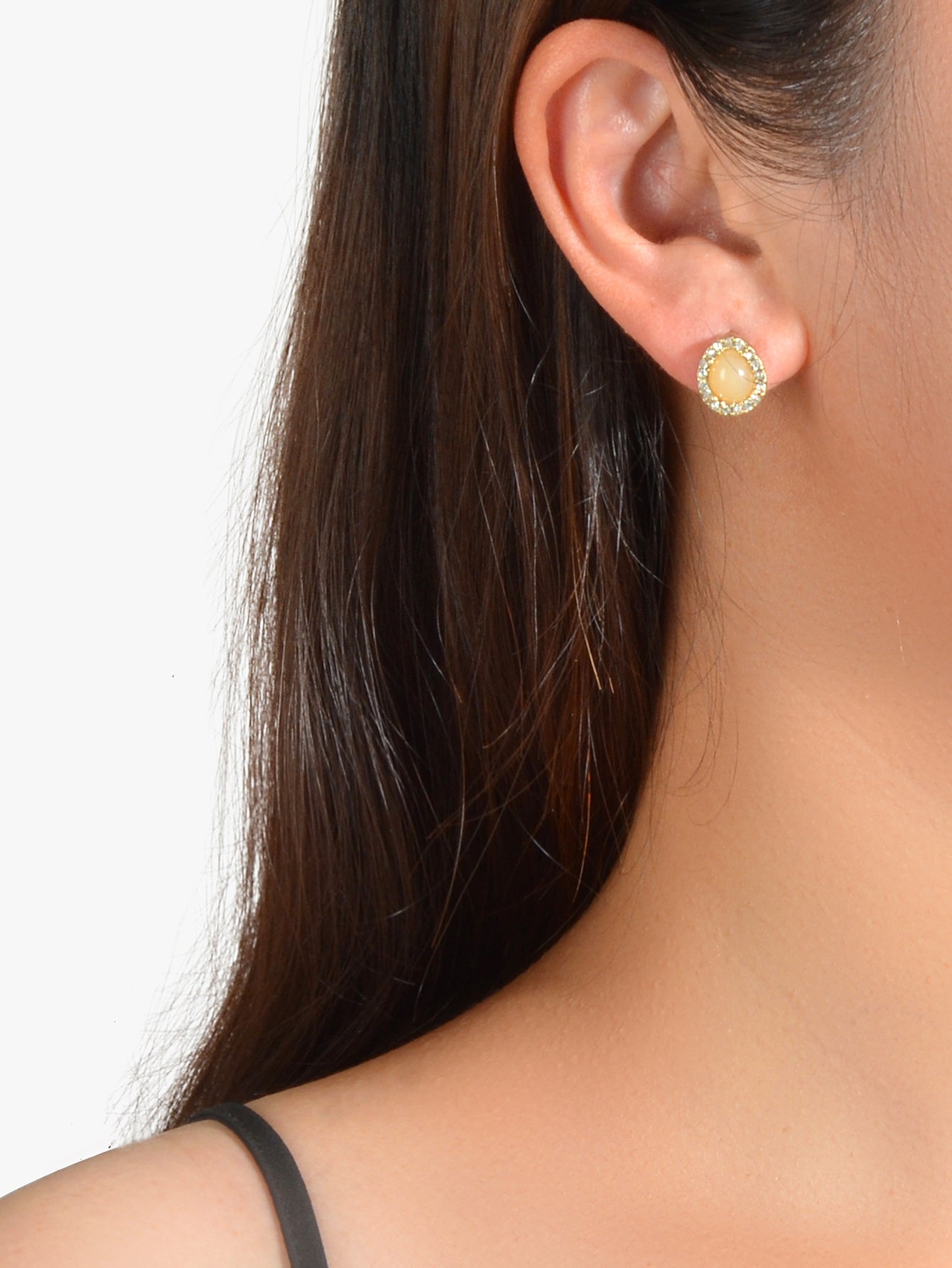 Exquisite Full Rhinestone Opal Decoration Water Droplets Stud Women Earrings