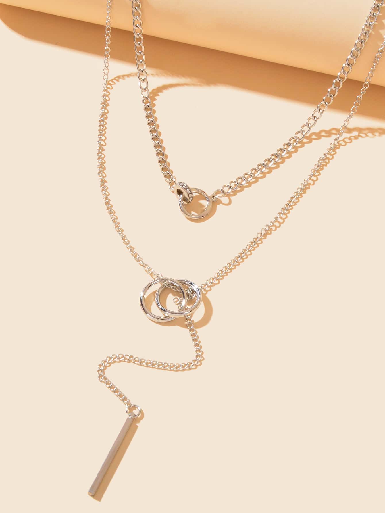 Stylish Double layer Chic Gold Chain Y Style Long Pendant Stick Lariat Necklace