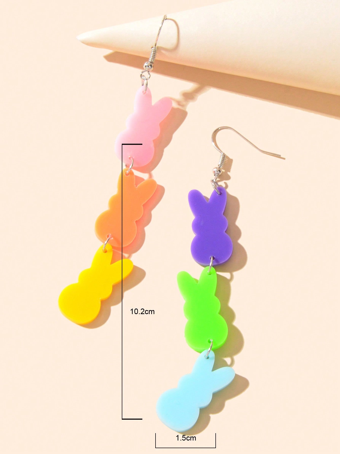 Easter Gift Colourful Acrylic Rabbit Pendant Earrings Women Party Daily Jewelry