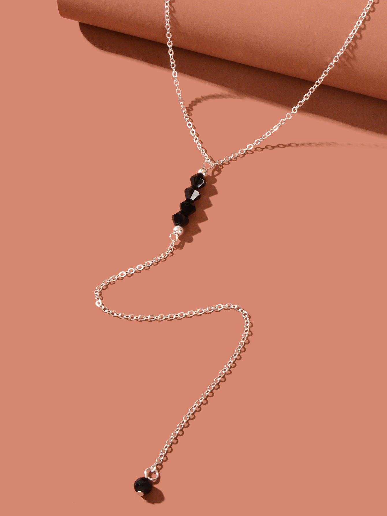 Chic Beaded Decor Chain Long Pendant Y Style Dainty Necklace