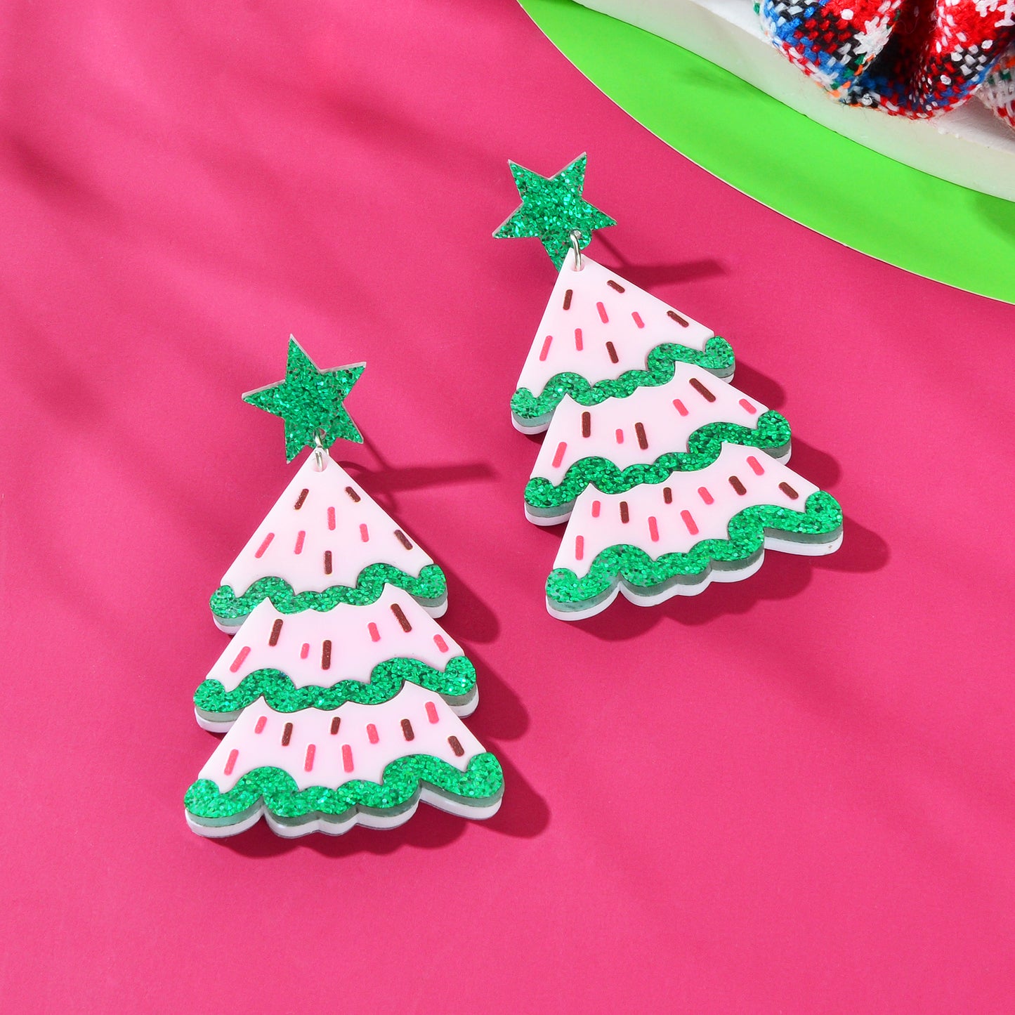 Christmas Festival Jewellery Sequin Decor Star Tree Dangle Acrylic Earrings