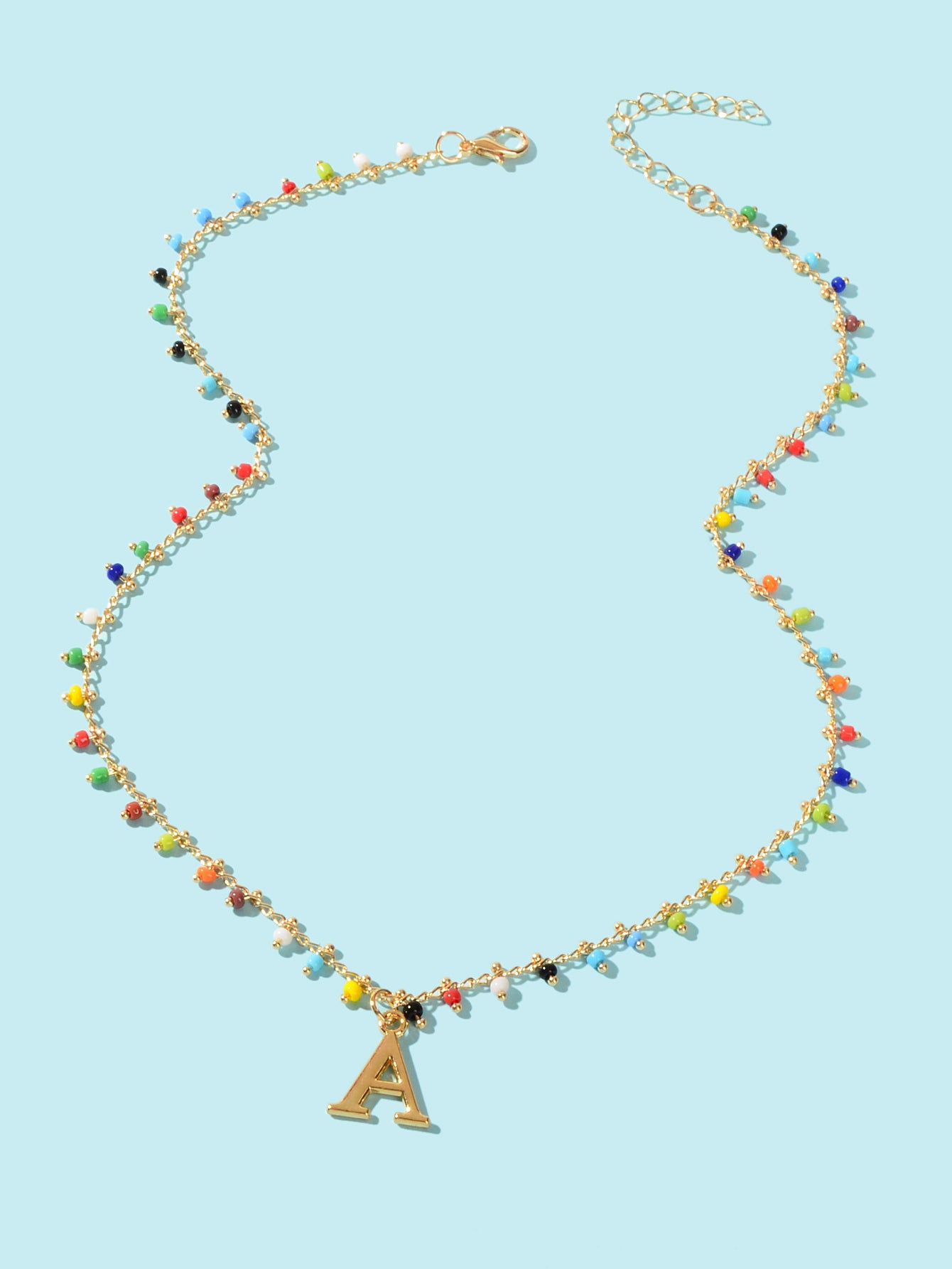 Bohemian Colorful Seed Beads Charm Chain Letter D Pendant Necklace Accessories