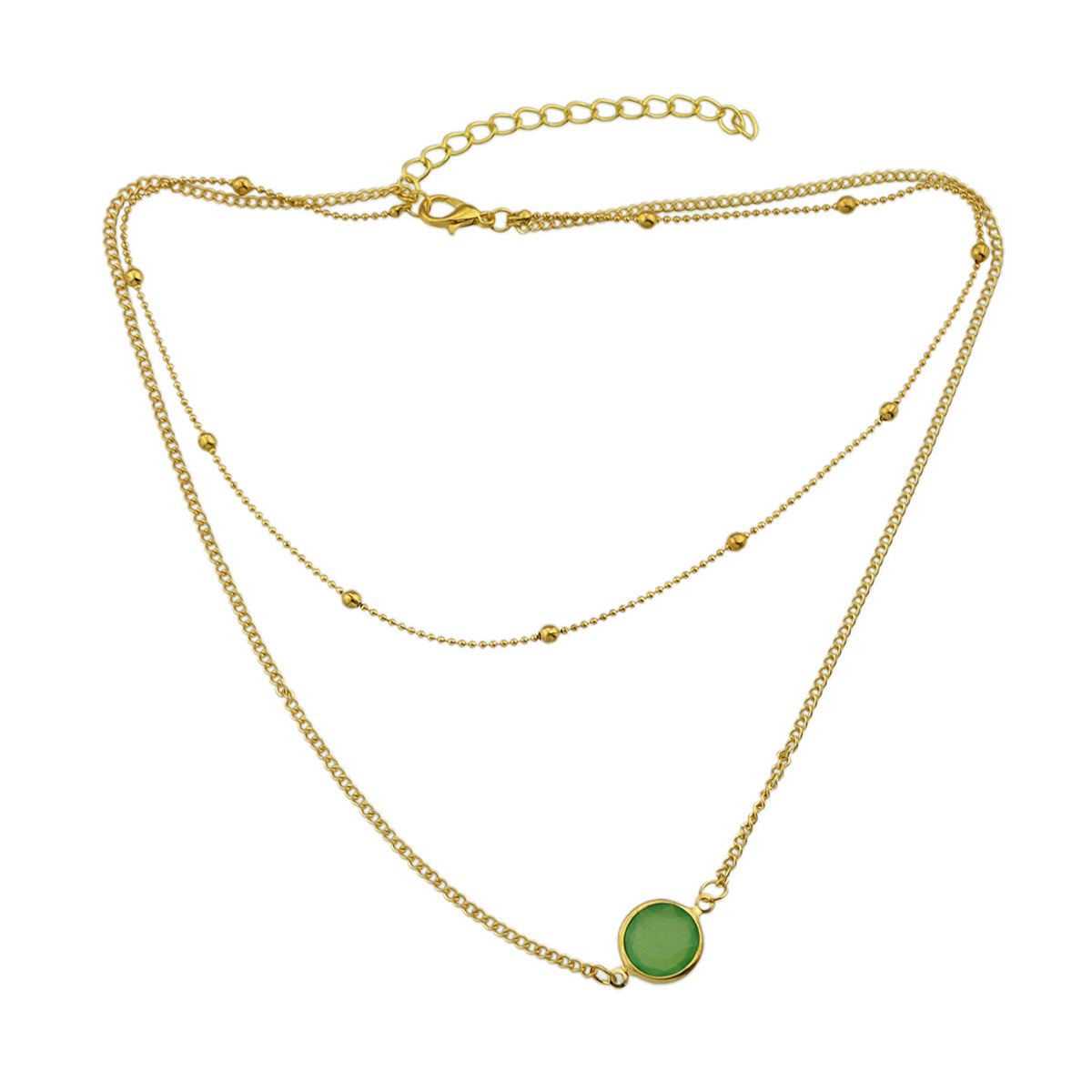 Boho Chic Double layer Gold Chain Round Charm Necklace Fashion Women Accessories