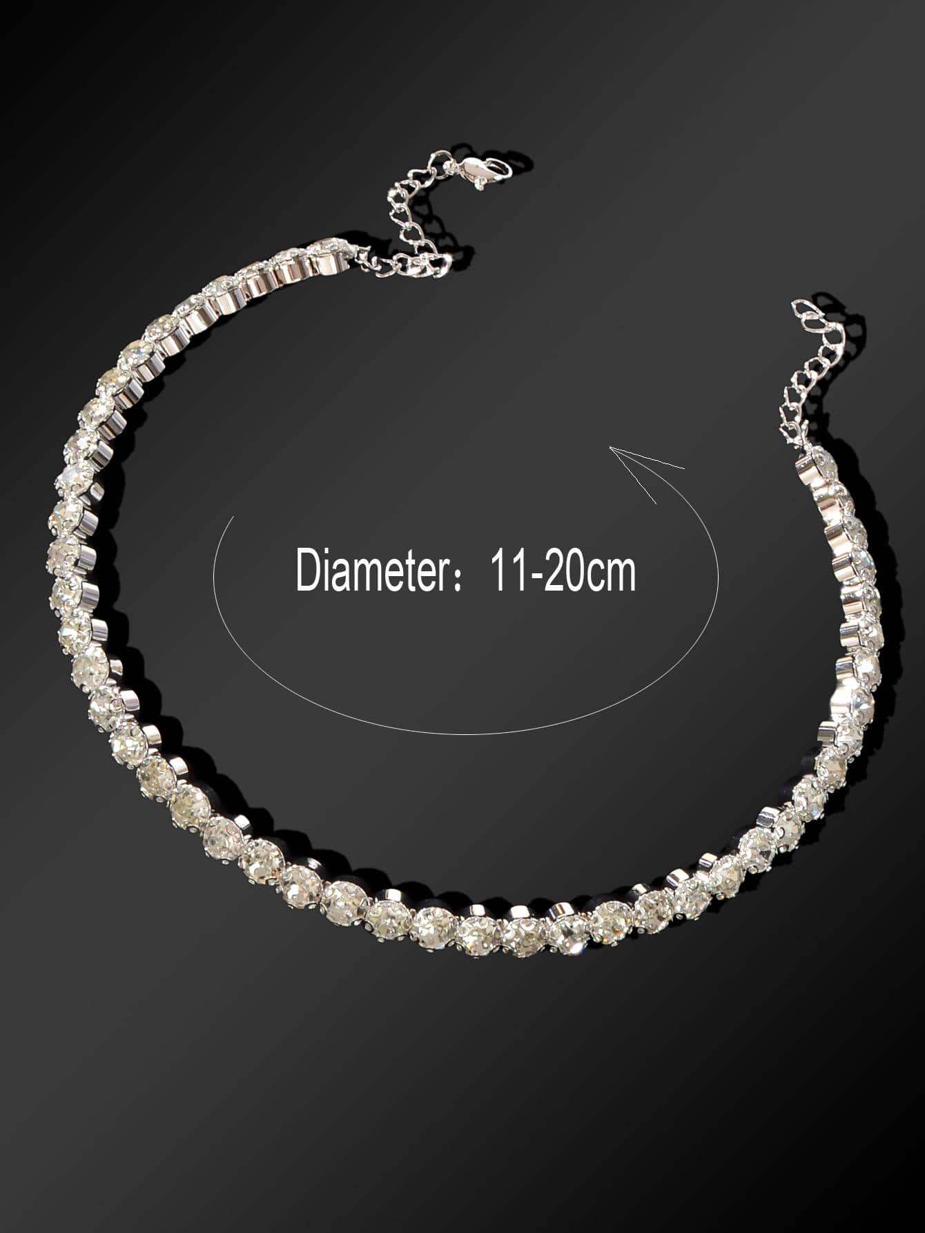 Silver Short Necklace Full Diamond Embellishment Choker