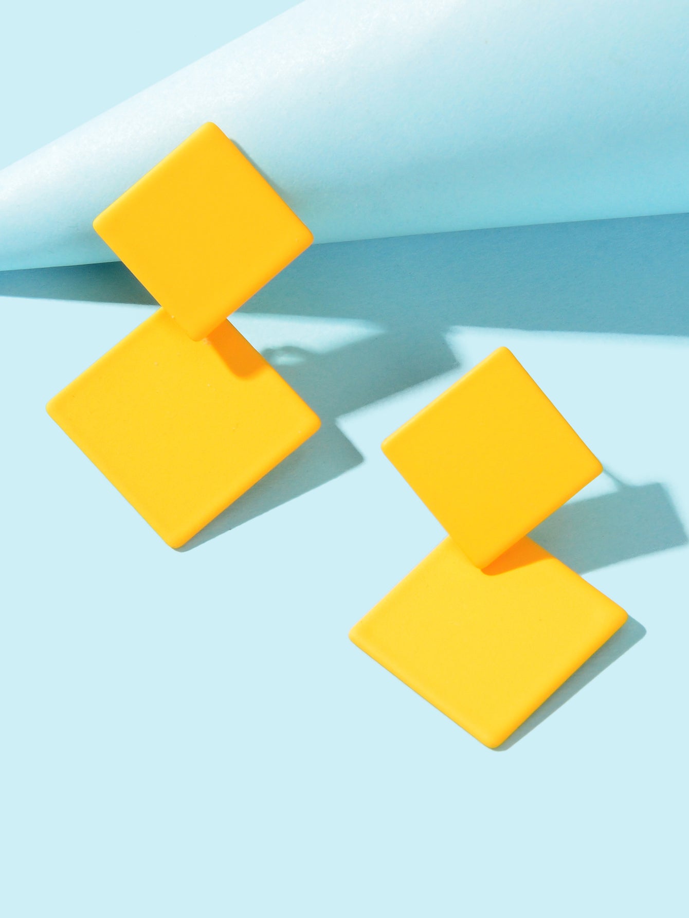 Chic Colourful Enamel Square Simple Geometric Stud Earrings Statement Jewellery