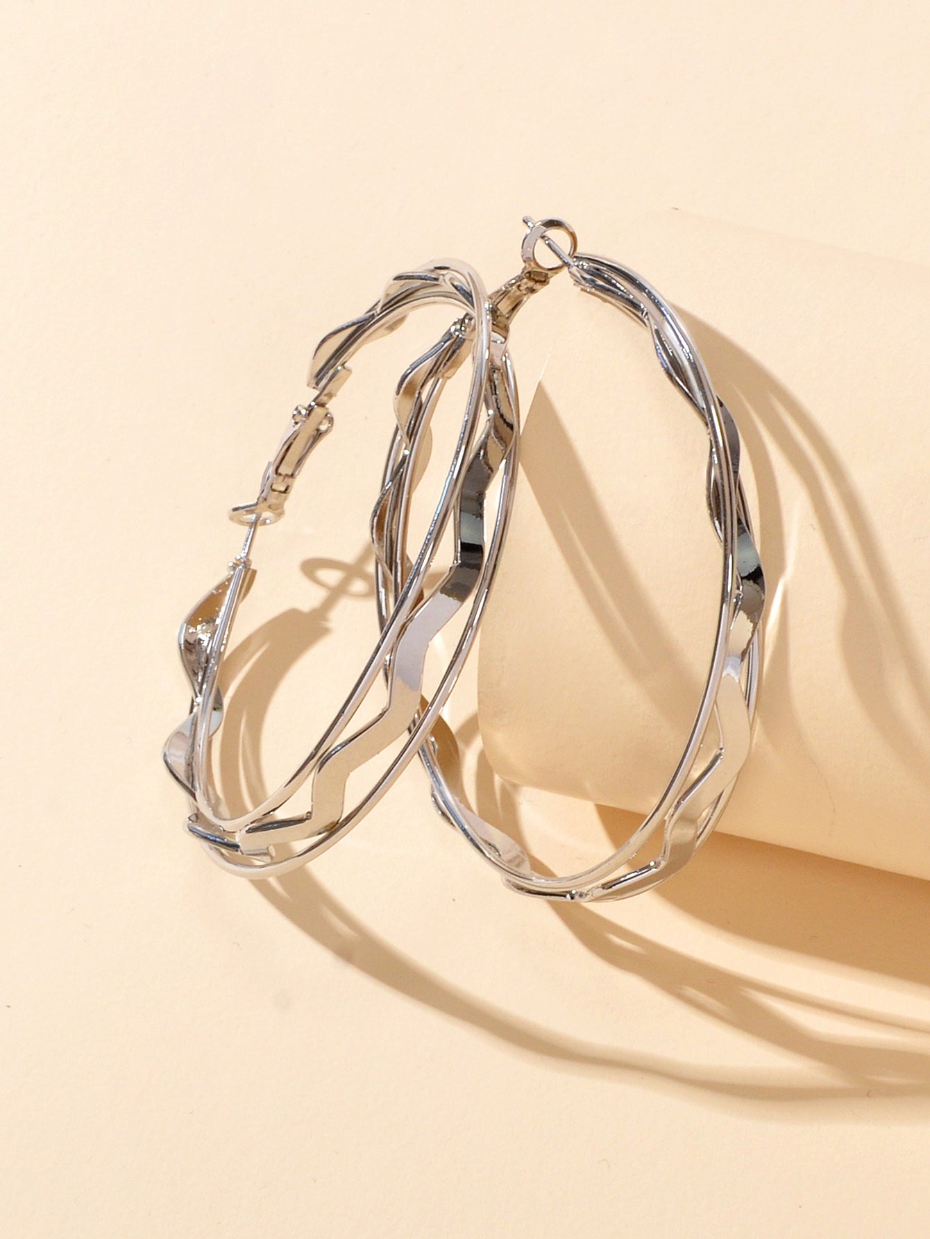 Gold Silver Geometric Statement Big Hoop Dangle Earrings Girls Party Decoration