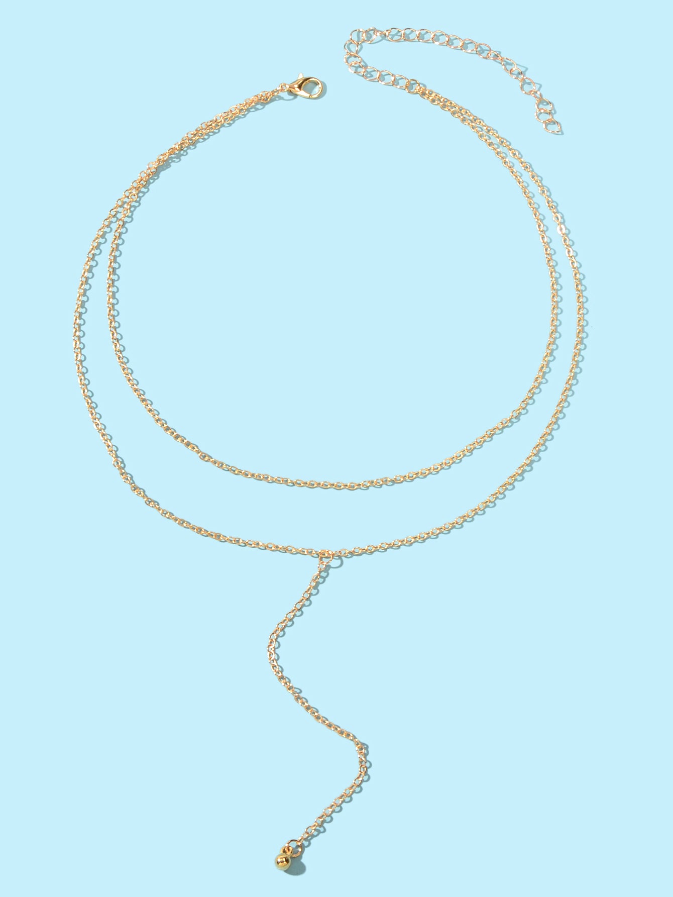 Trendy Double layer Gold Silver Chain Ball Charm Y Style Long Pendant Necklace