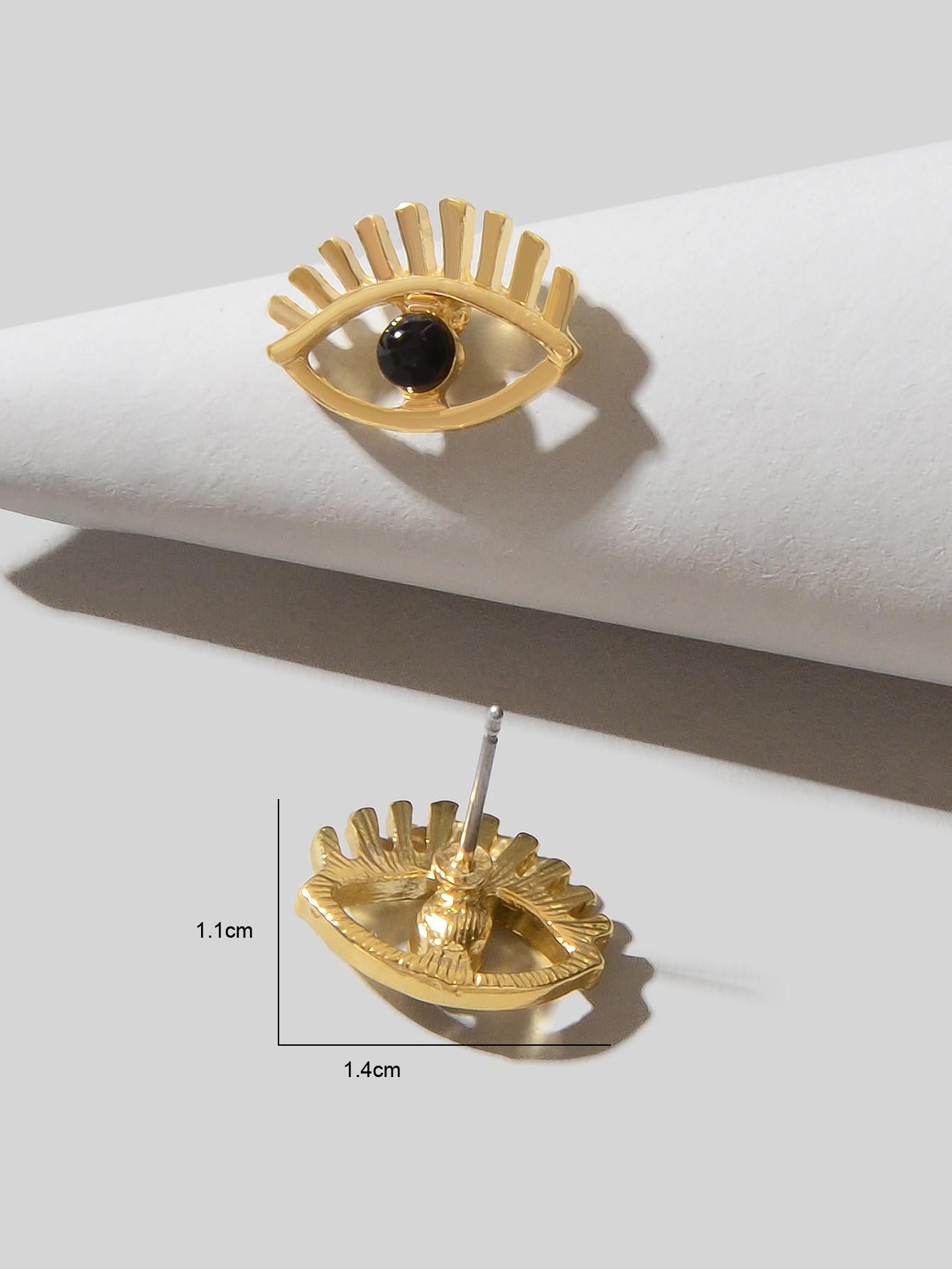 Blue Hotpink Rhinestone Decor Eye Shape Stud Earrings Women Girls Dainty Gifts