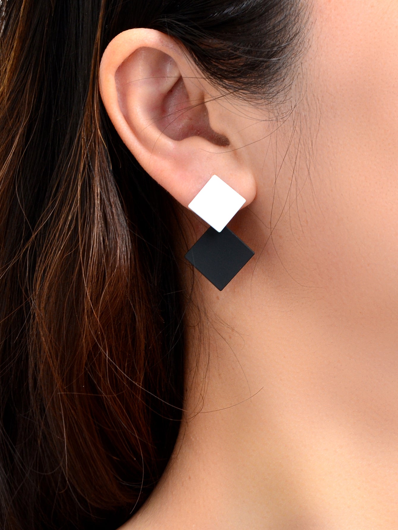 Chic Colourful Enamel Square Simple Geometric Stud Earrings Statement Jewellery