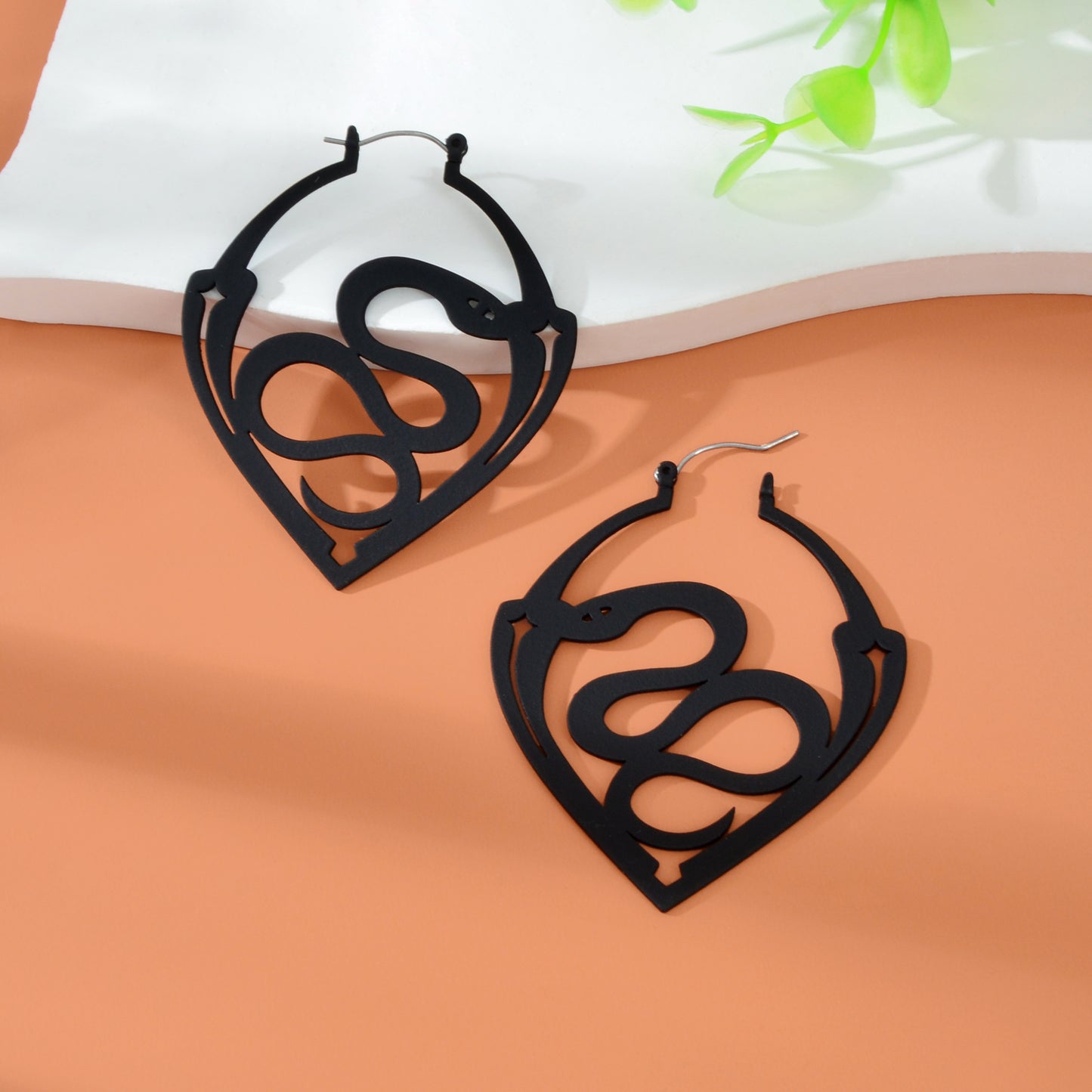 Gothic Black Snake Geometric Big Statement Dangle Earrings Party Daily Jewelry