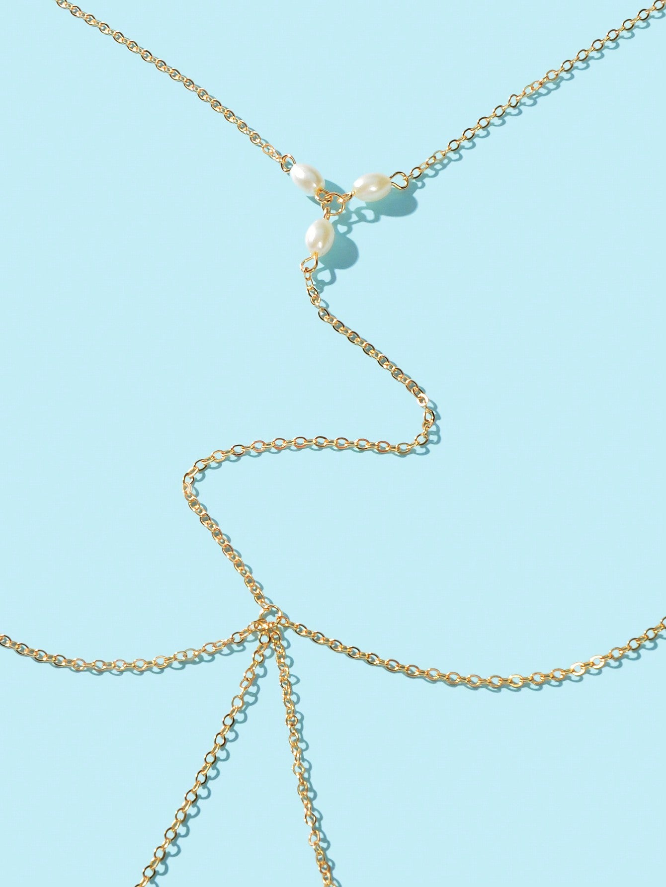 Gold Chain Pearl Accent Waist Body Chain Elegant Fashion Accessory