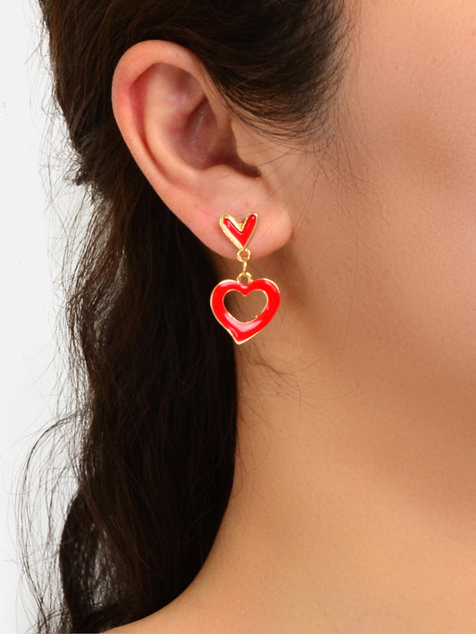 Red Heart Charm Stud Earrings Girls Valentine's Day Gift