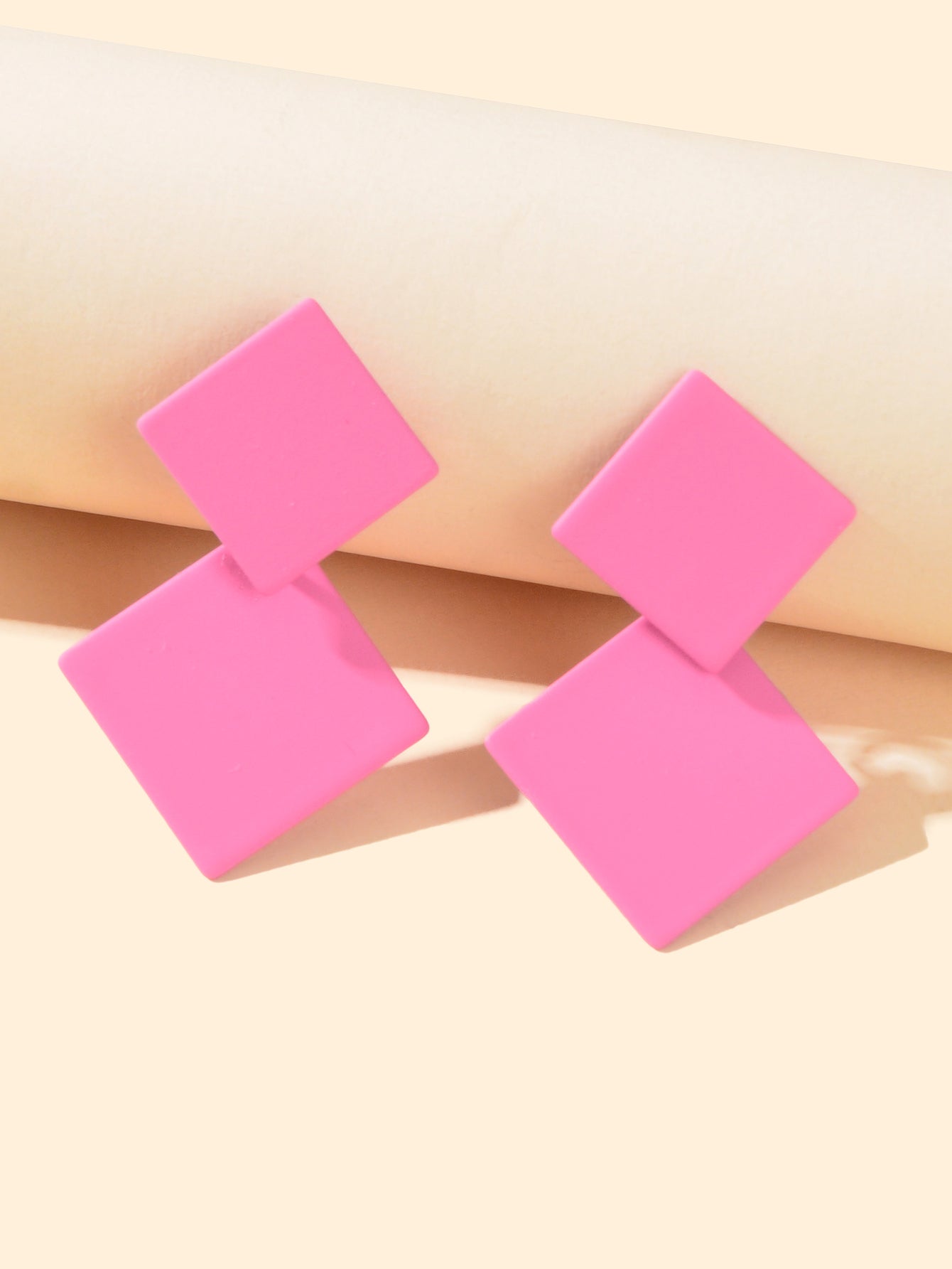 Chic Colourful Enamel Square Simple Geometric Stud Earrings Statement Jewellery