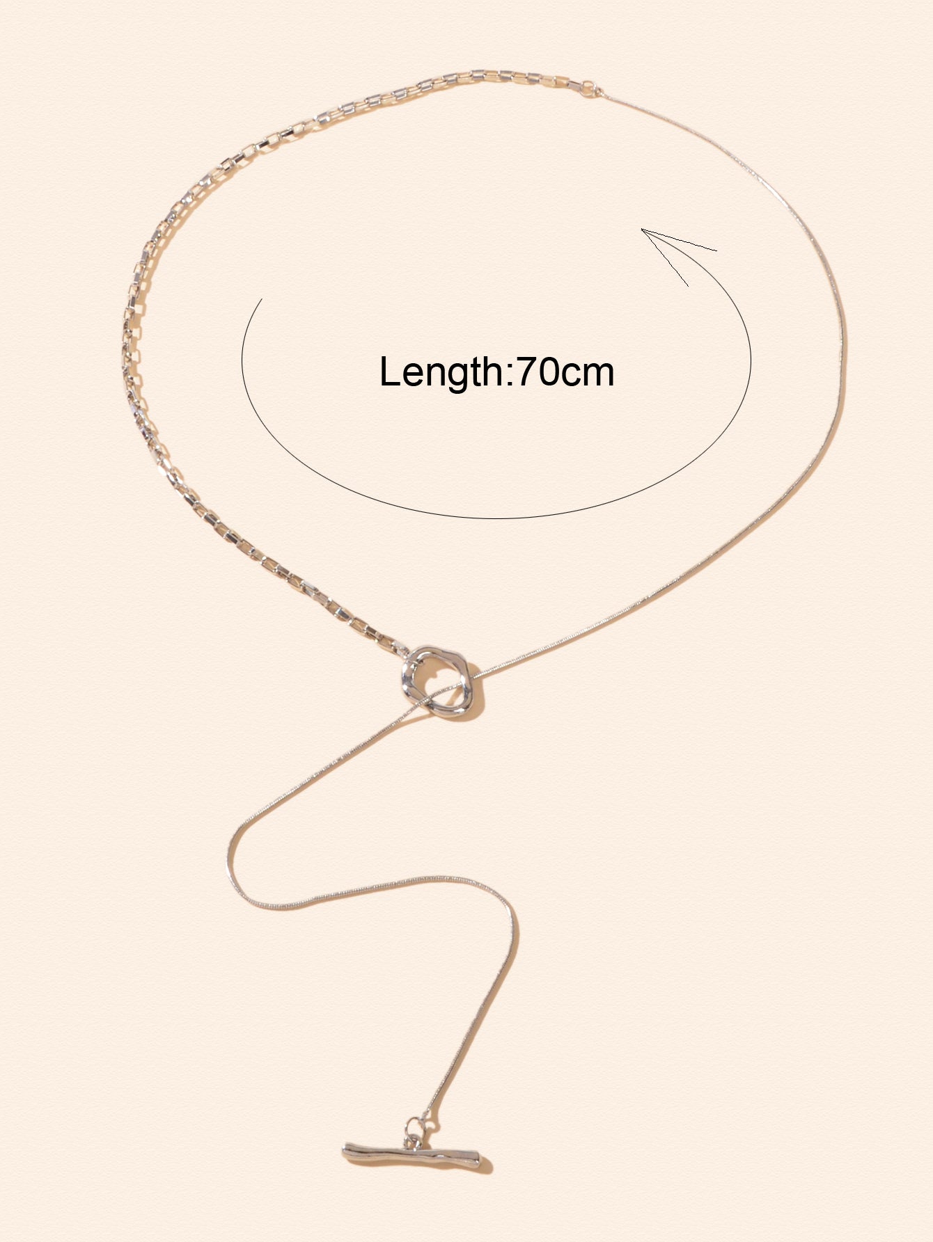 Minimalist Accessories Silver Long Chain Y Style Stick Pendant Lariat Necklace