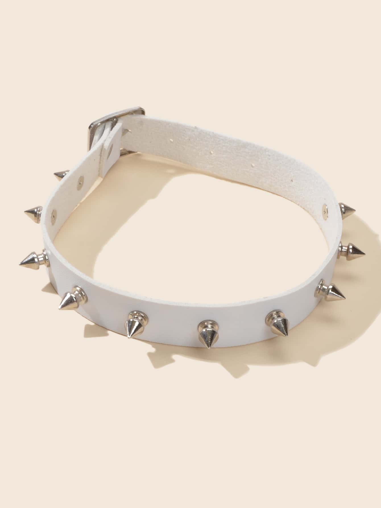 Have one to sell? Sell it yourself Punk Rock Spike Decor Black Pu Leather Belt Design Adjustable Choker Necklace