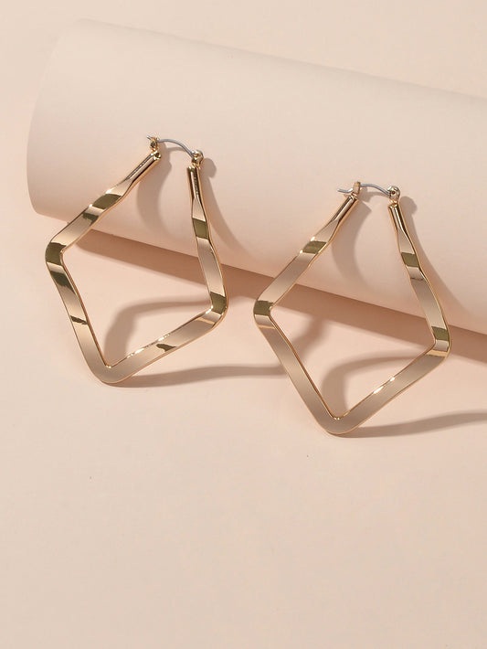 Statement Gold Metal Geometric Dangle Hoop Earrings Beautiful Teens Accessories