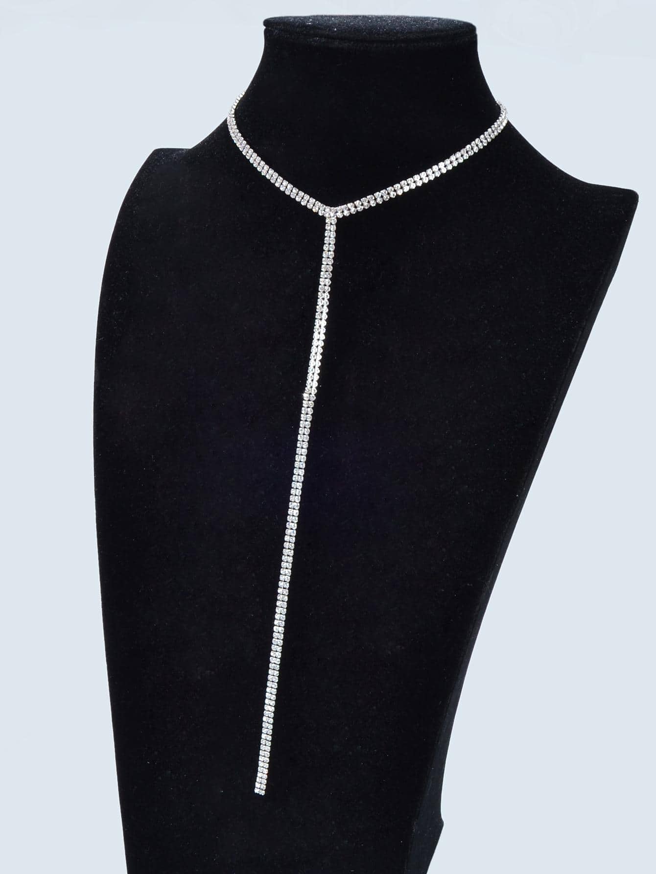 Silver Fringe Necklace with Full Diamond Embellishment Gift