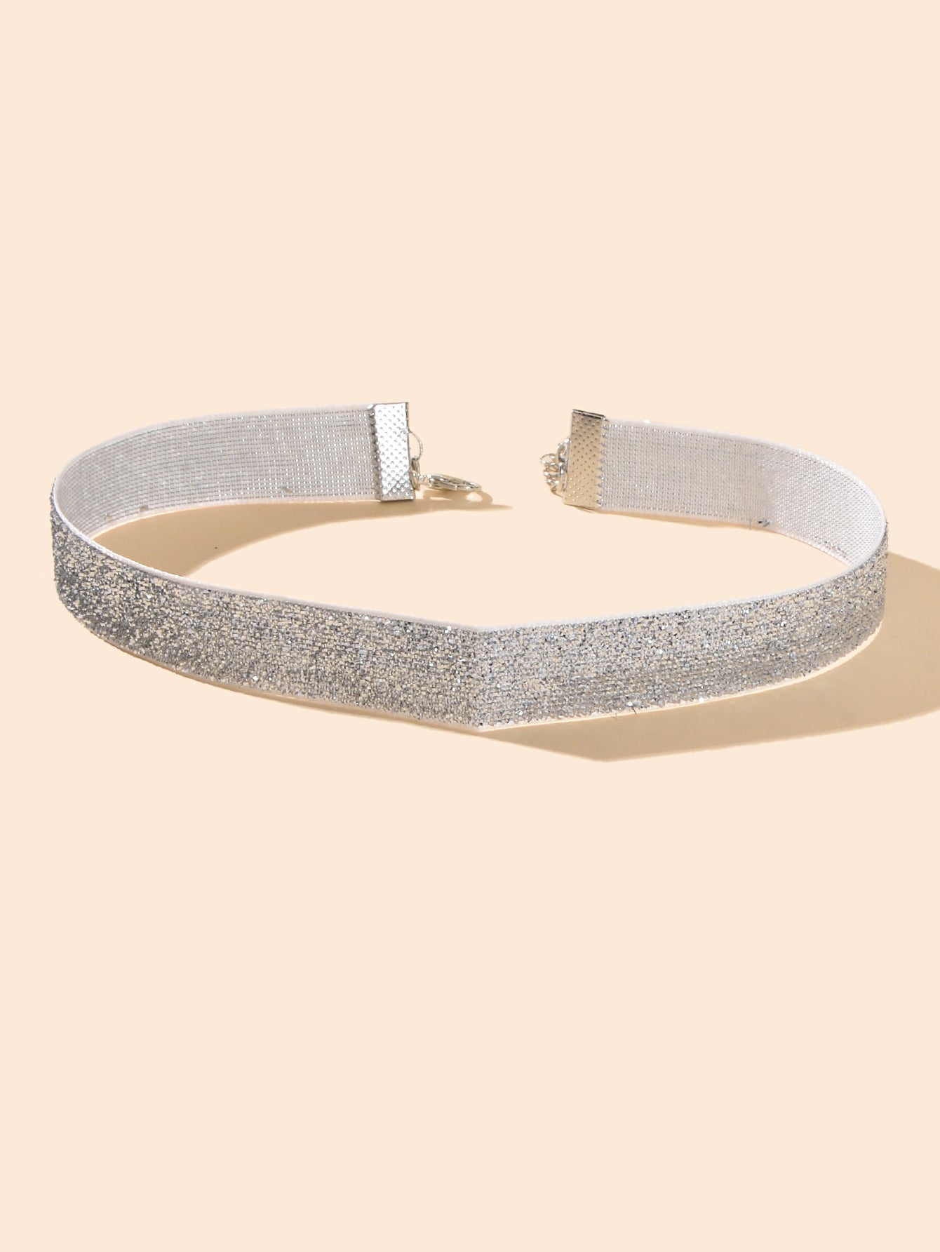 Shiny Gray Tattoo Choker Ribbon Stretch Necklace for Party Fashion Women Collar