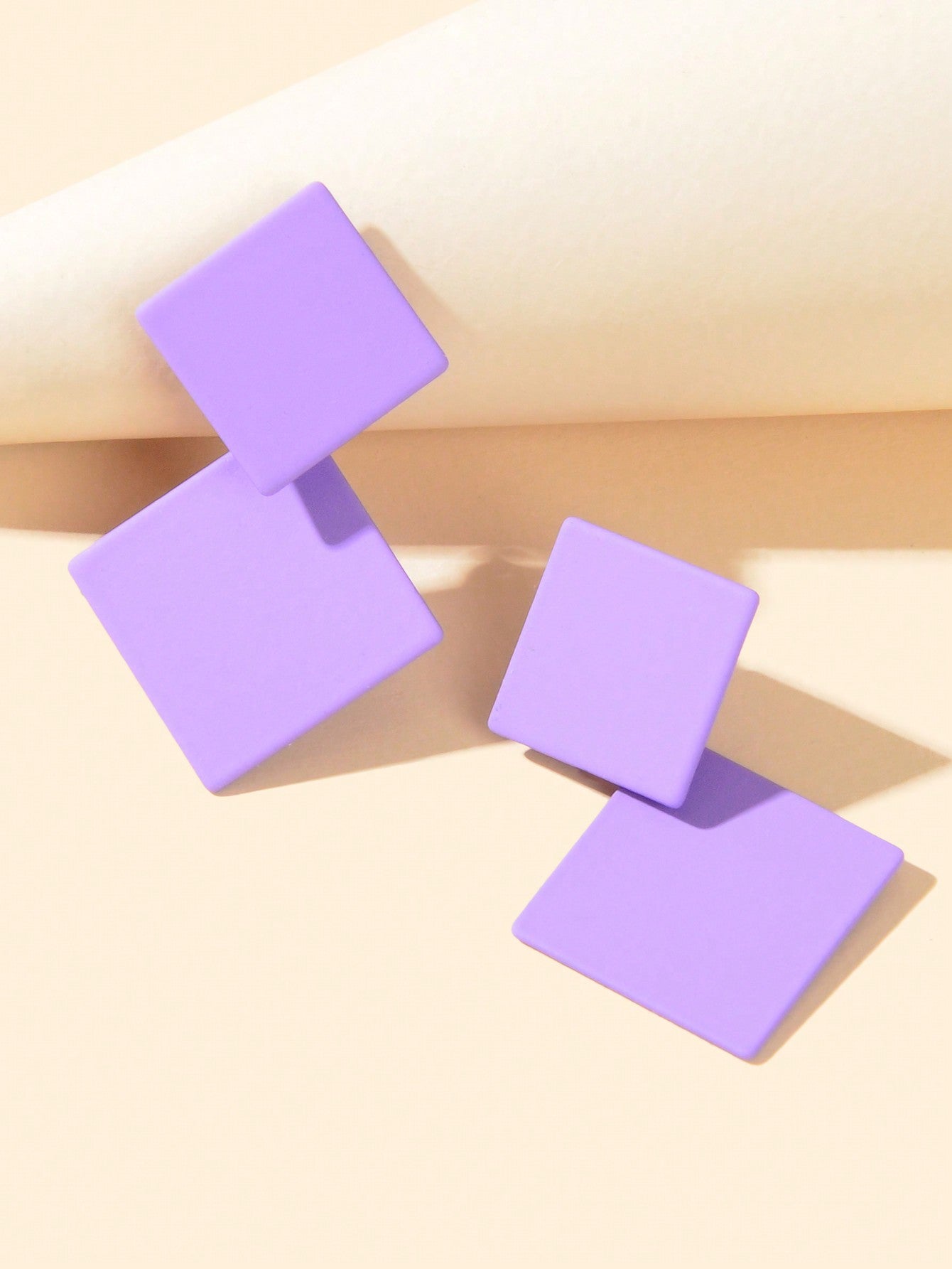 Chic Colourful Enamel Square Simple Geometric Stud Earrings Statement Jewellery