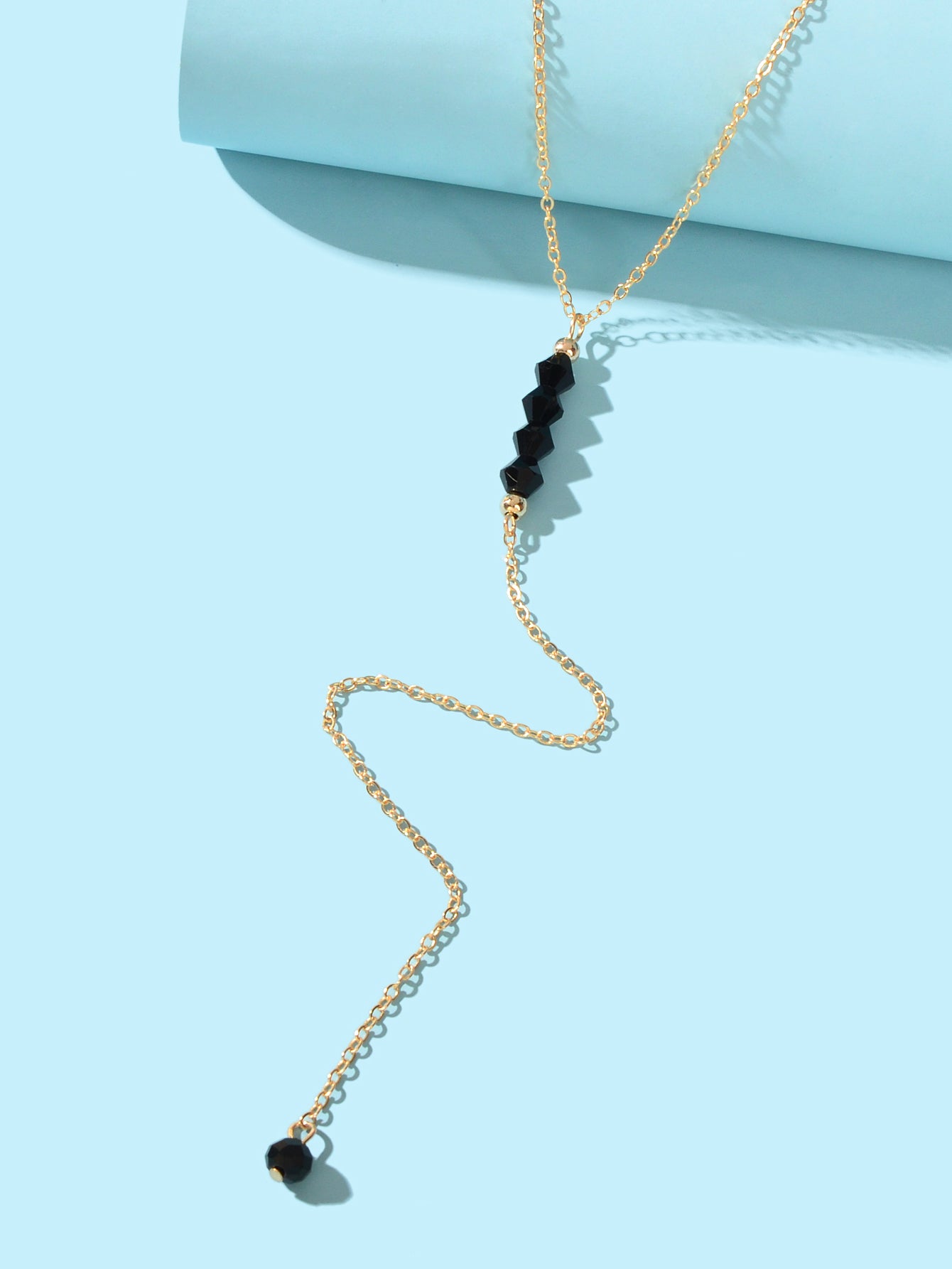 Chic Beaded Decor Chain Long Pendant Y Style Dainty Necklace