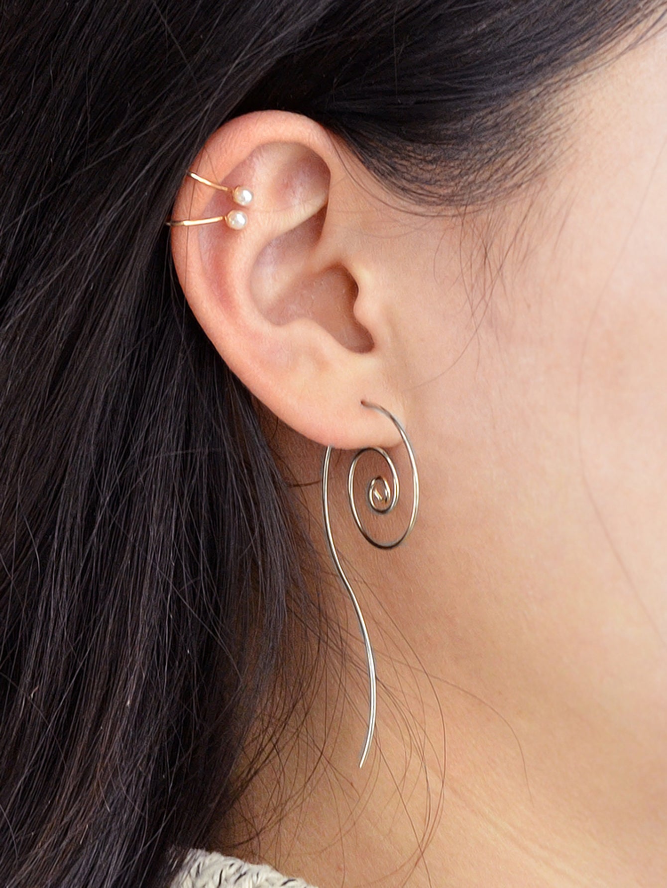 Punk Minimalist Silver Geometric Twisted Statement Hoop Awesome Party Earrings
