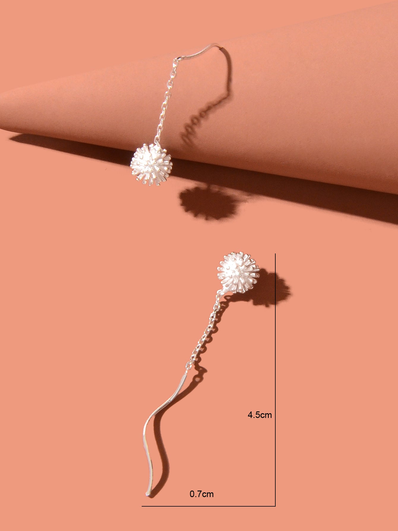 Minimalist Silver Tassel Maple Leaf Long Chain Threader Dangle Earrings Ear Line