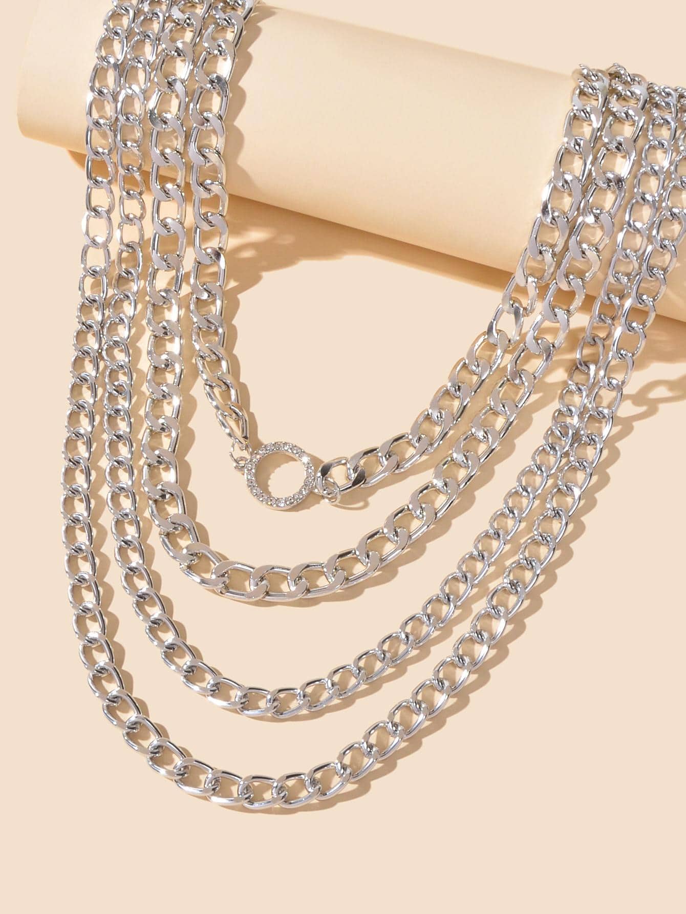 Rhinestone Decor Layered Necklace Chunky Collar Punk Choker