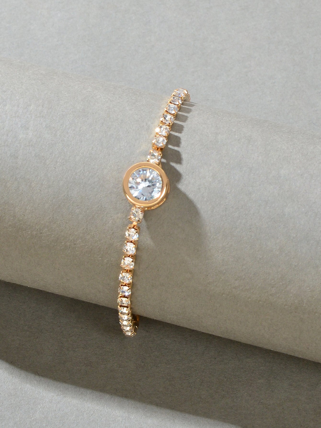 Luxurious Rhinestone Decor Sliding Chain Adjustable Women Wedding Party Bracelet